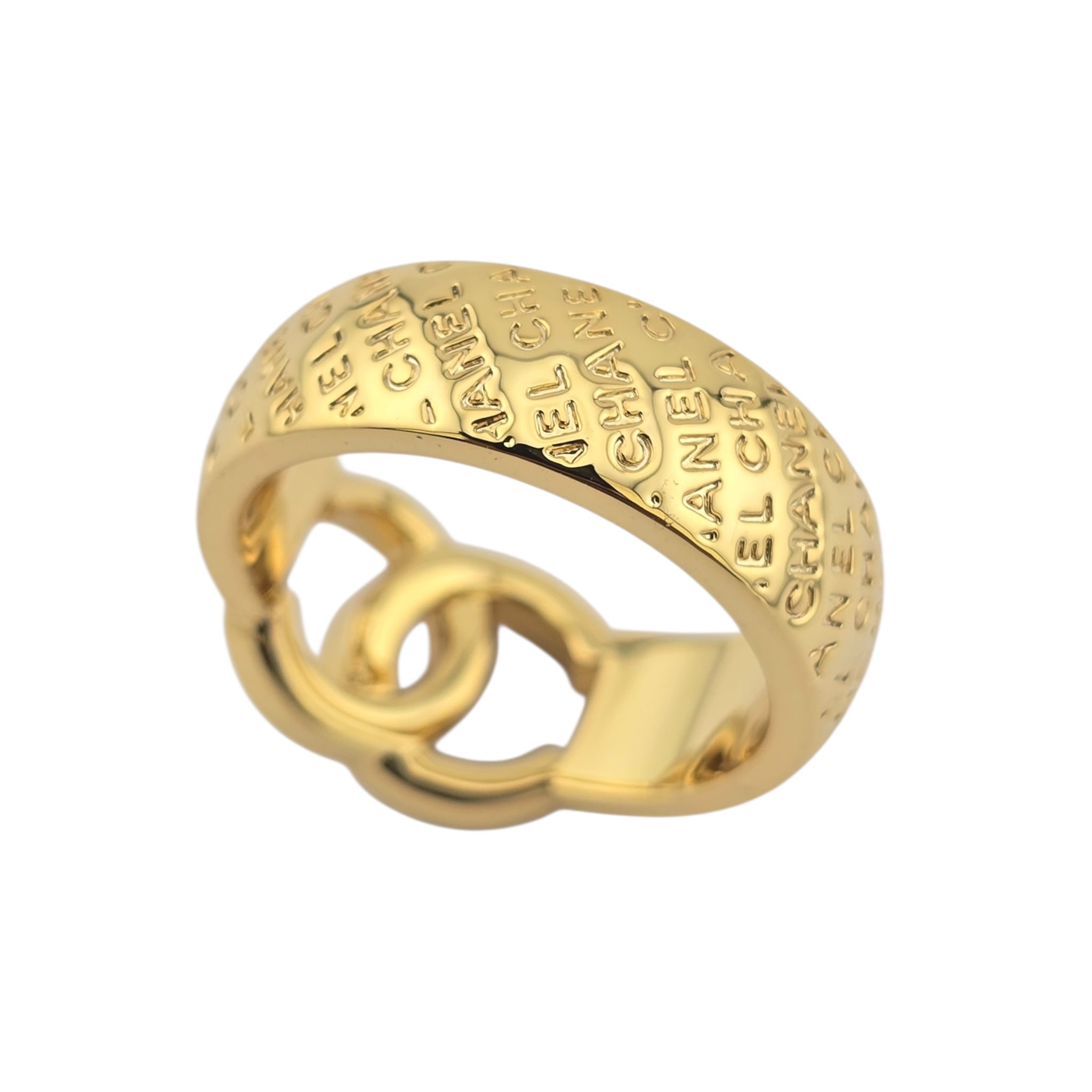 Chanel CC Gold Crystal Ring 2024