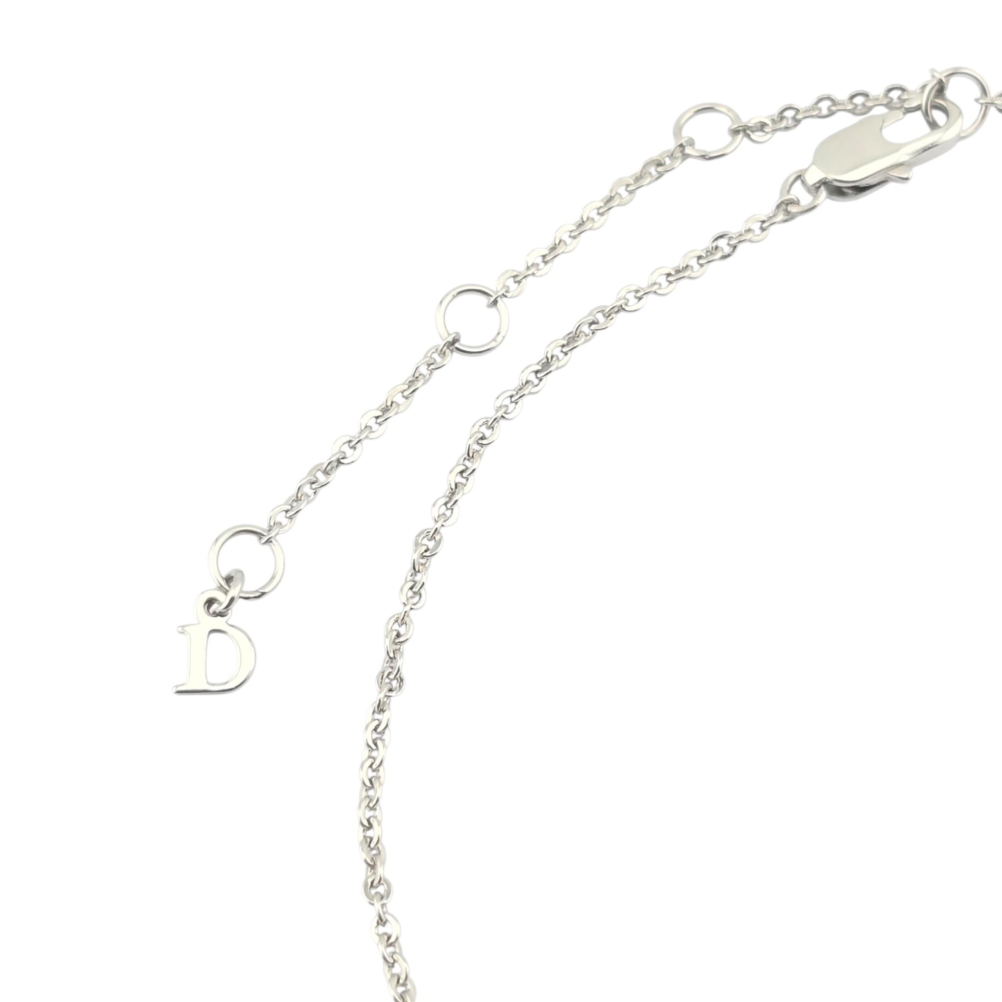 Christian Dior Crystal Flower Silver Pink Choker Necklace DIOR