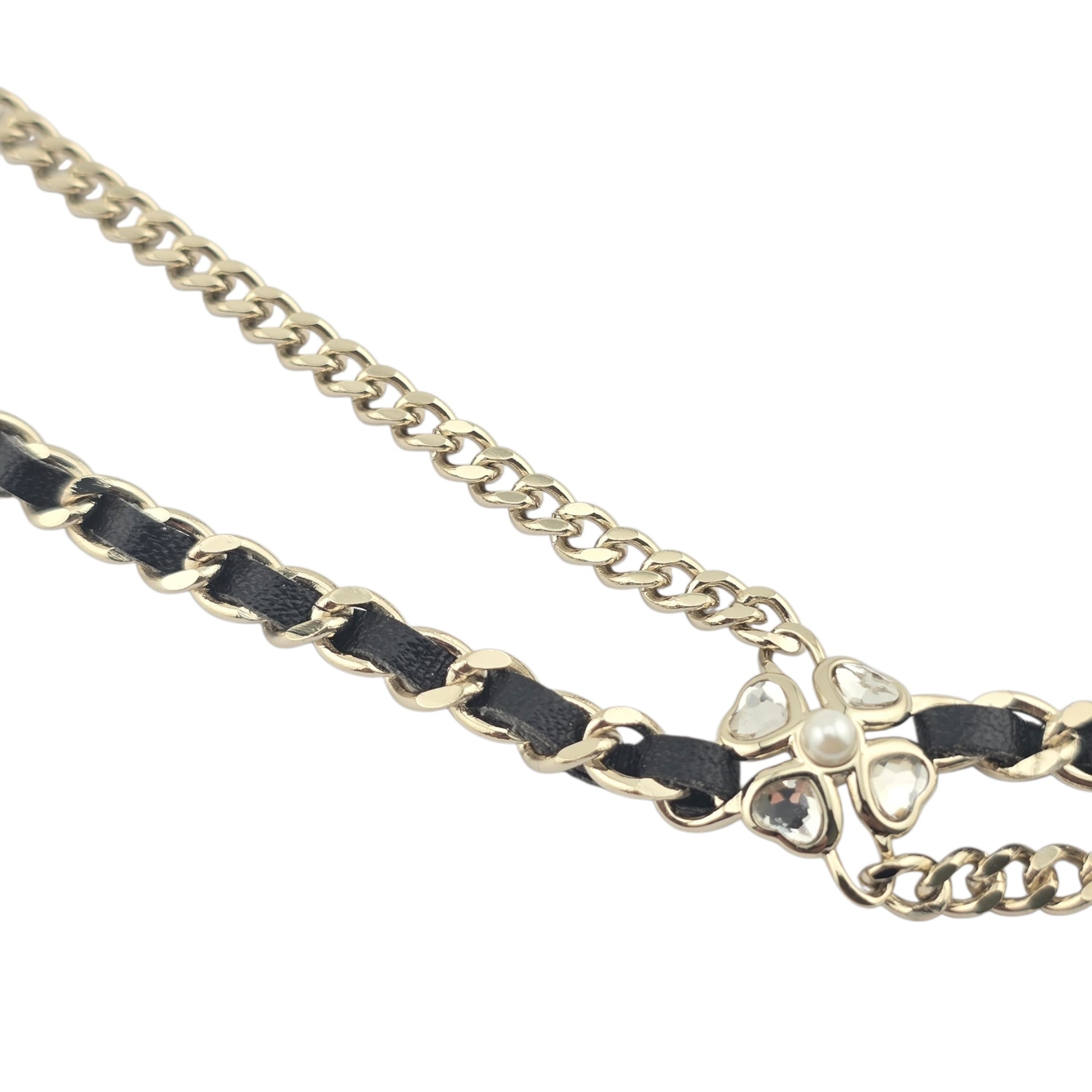 Chanel CC Black Leather Gold Necklace 2025 CHANEL
