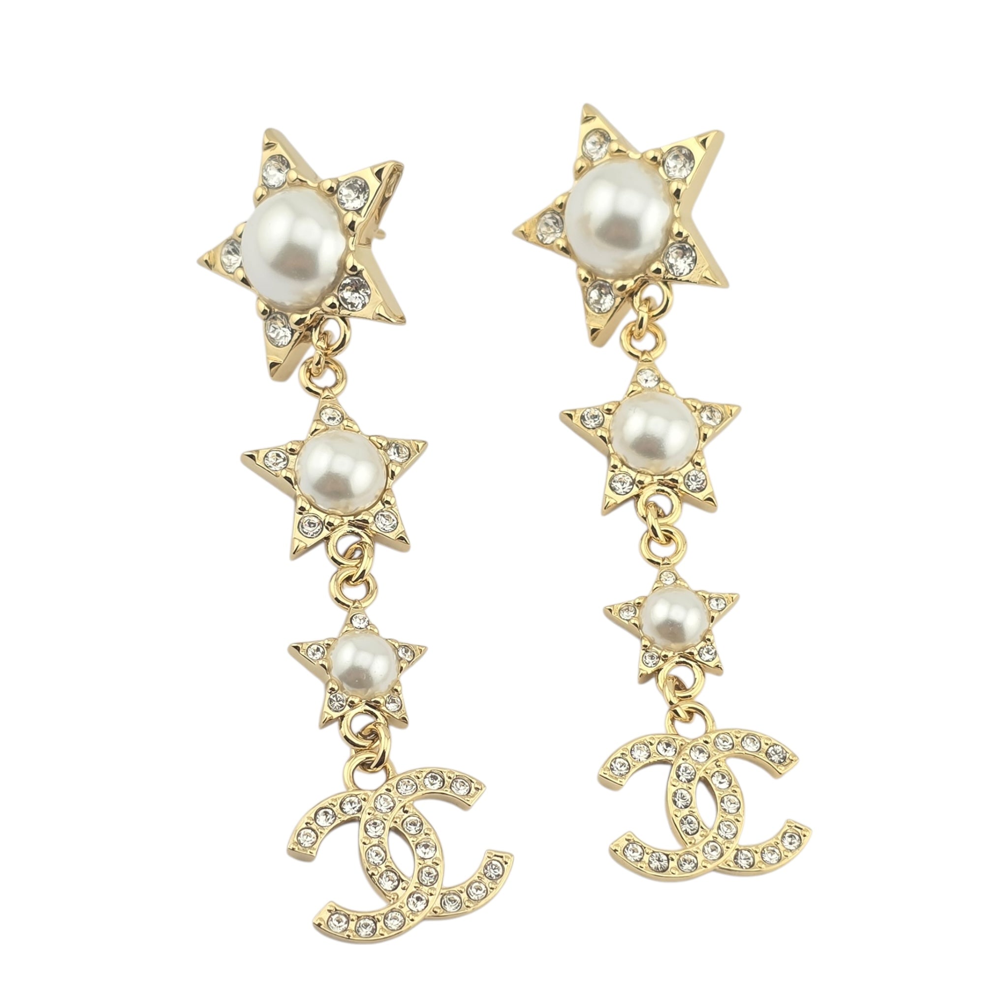 Chanel CC Gold Stars Drop Earrings 2024 CHANEL