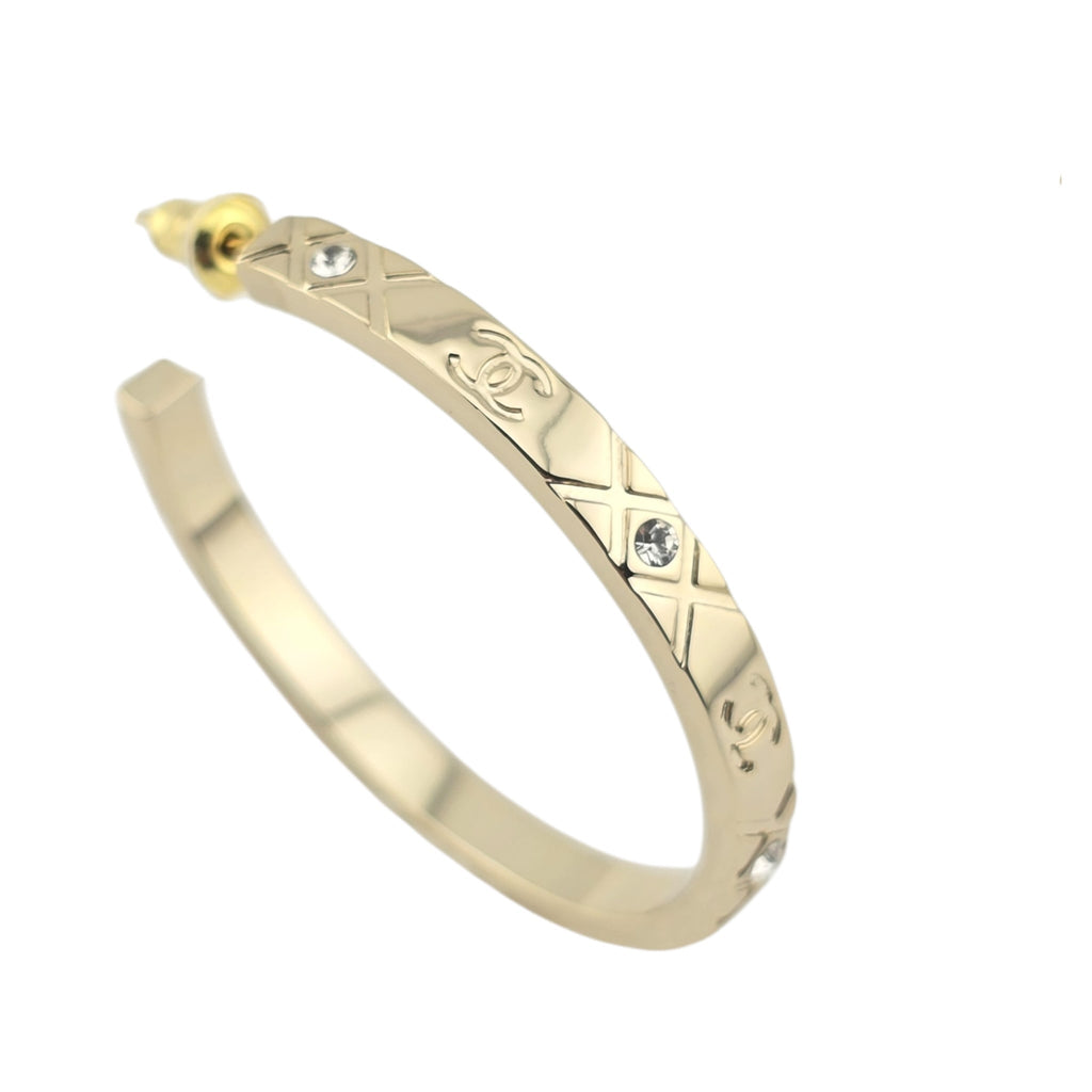 Chanel CC Gold Hoop Metal Earrings 2025 CHANEL