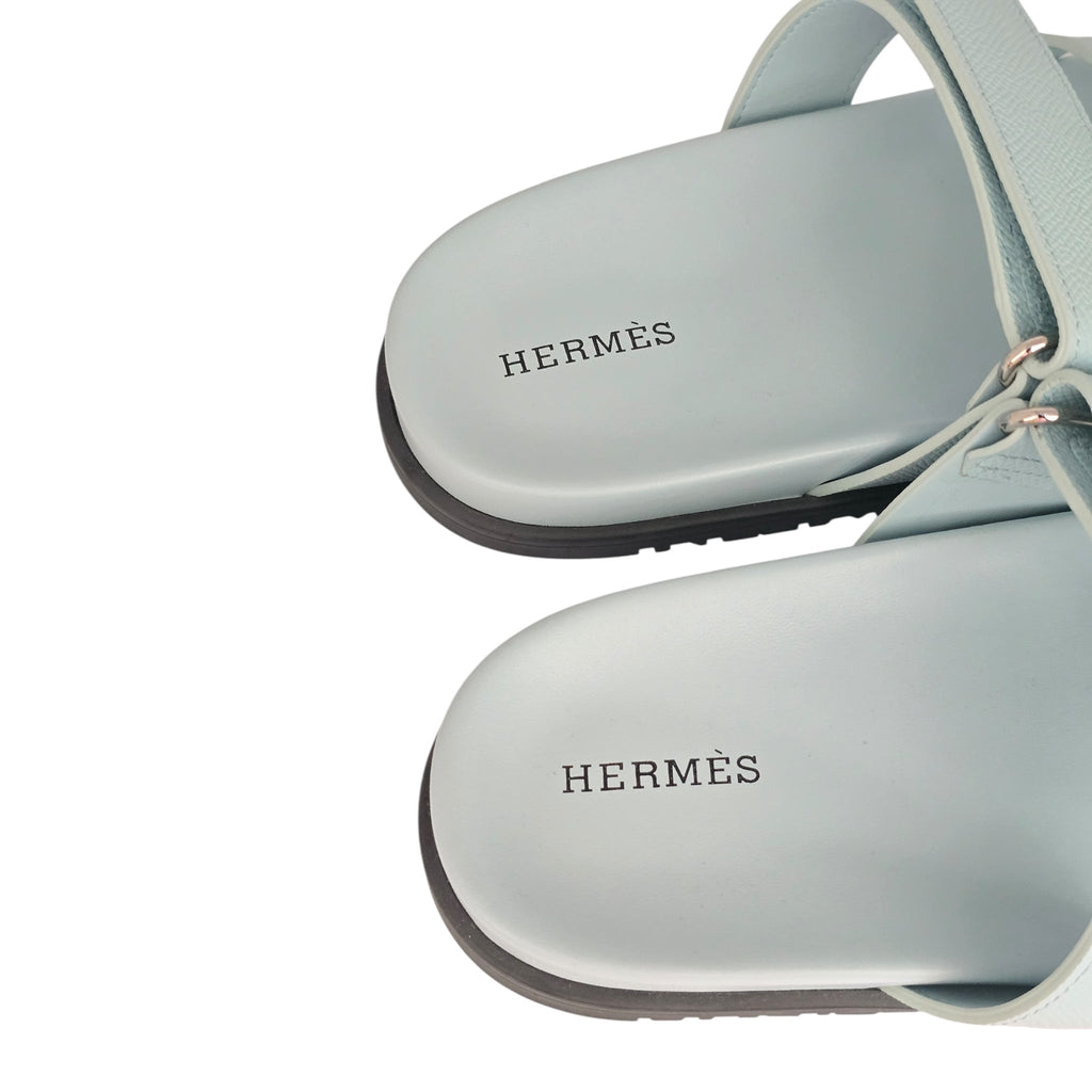 Hermes Chypre Suede Sandal Bleu 39 UK6 HERMES