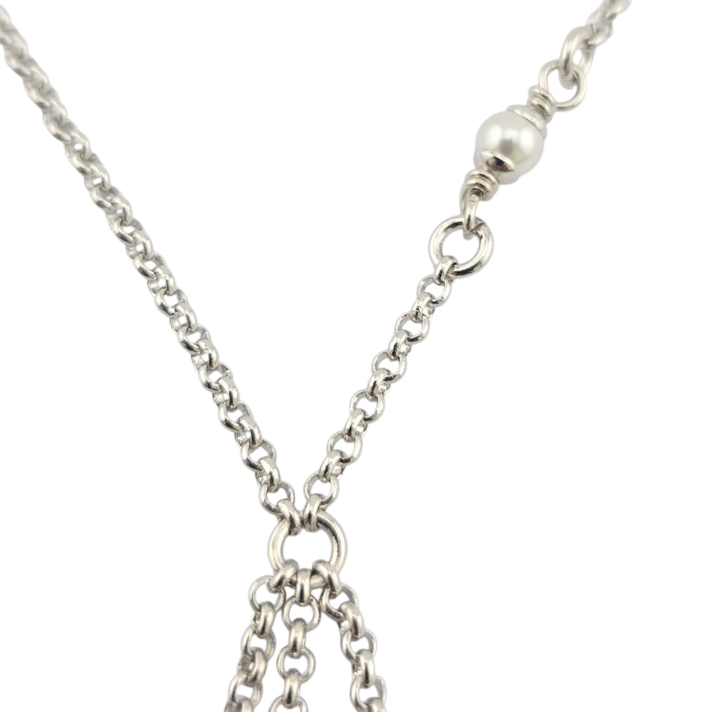 Chanel CC Silver Drop Pendant Necklace 2025 CHANEL