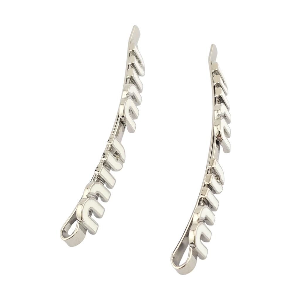 Miu Miu Silver White Enamel Hair Clip MIU MIU