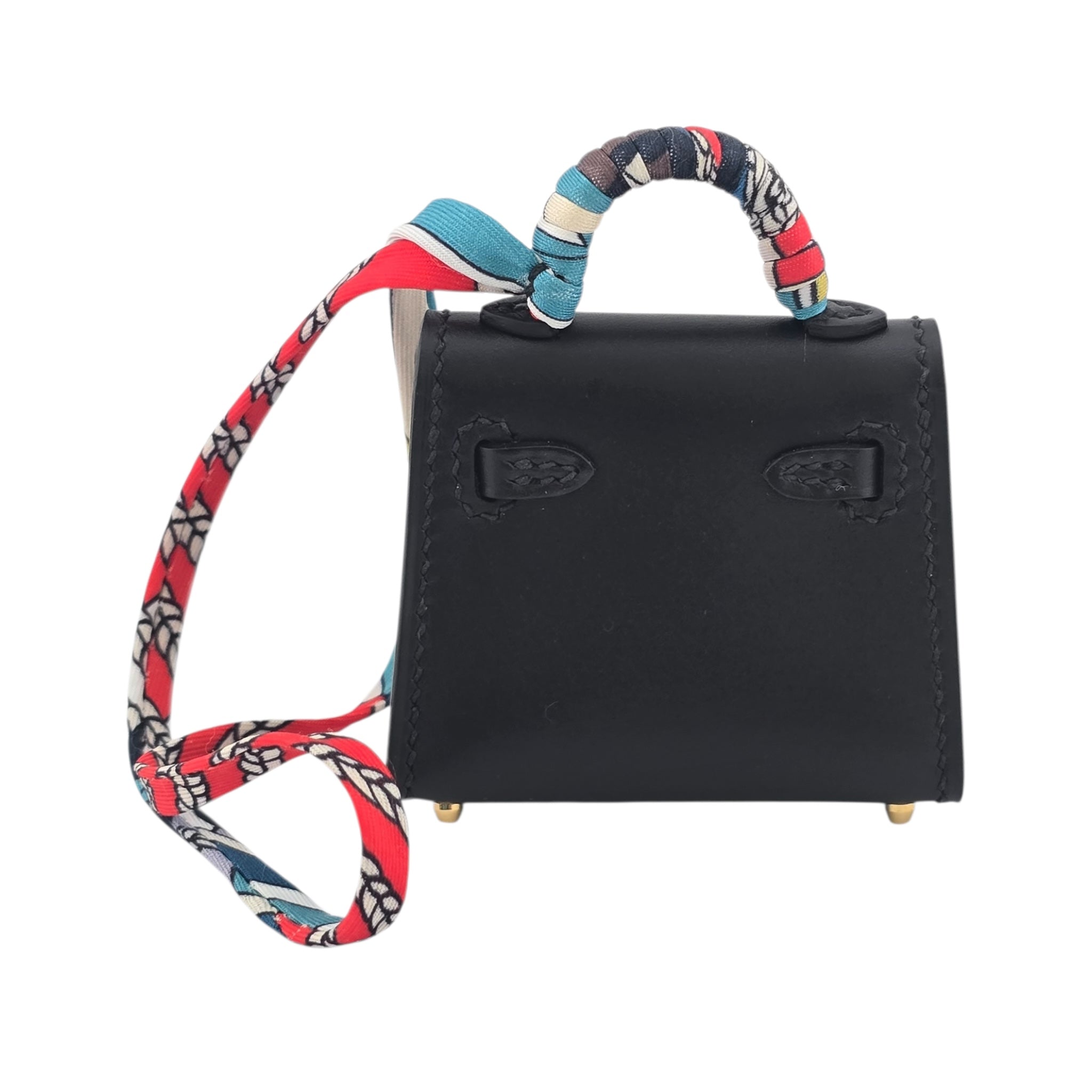 Hermes Tadelakt Mini Kelly Twilly Bag Charm Black HERMES