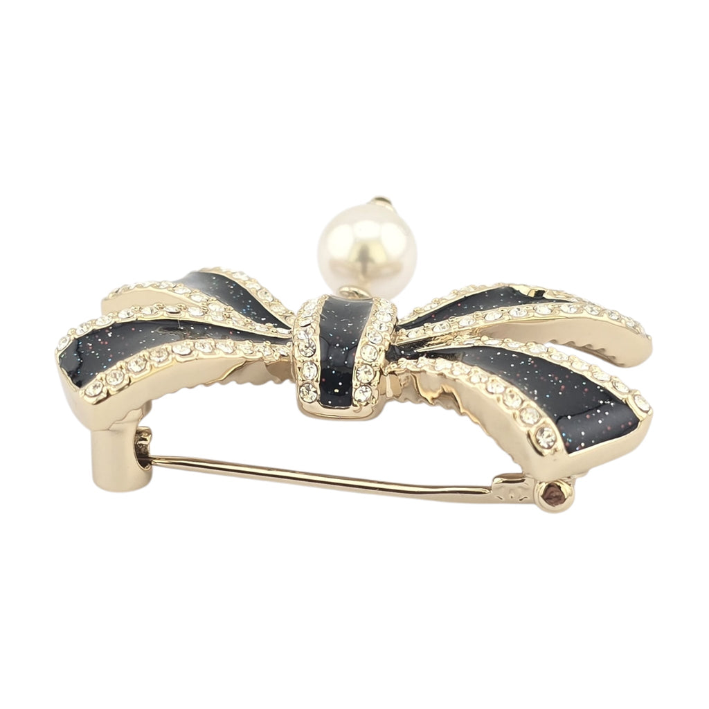 Chanel CC Gold Black Bow Brooch 2025 CHANEL