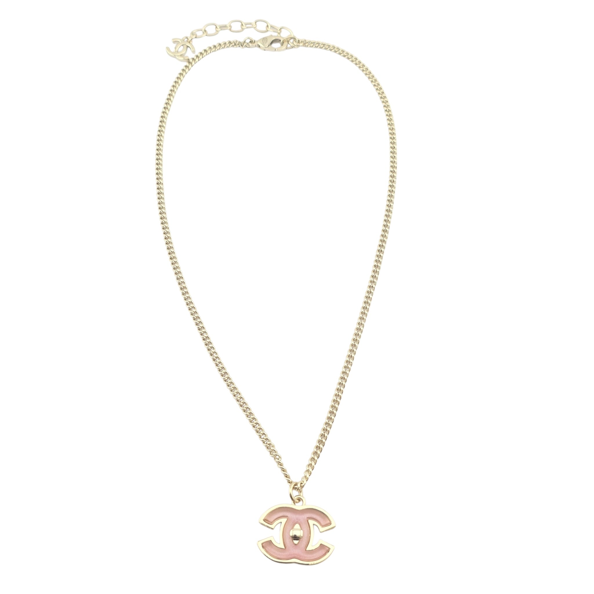 Chanel CC Gold Pink Resin Necklace 2025 CHANEL