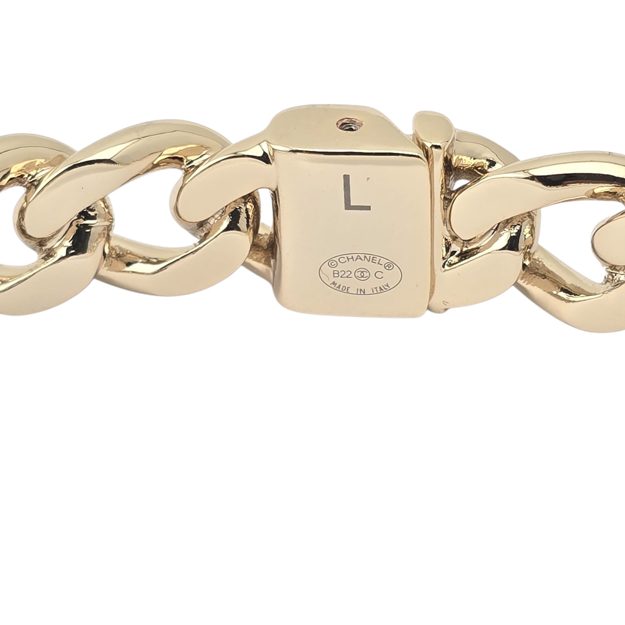 Chanel CC Metal Chain Link Choker Gold Necklace L 2022 CHANEL