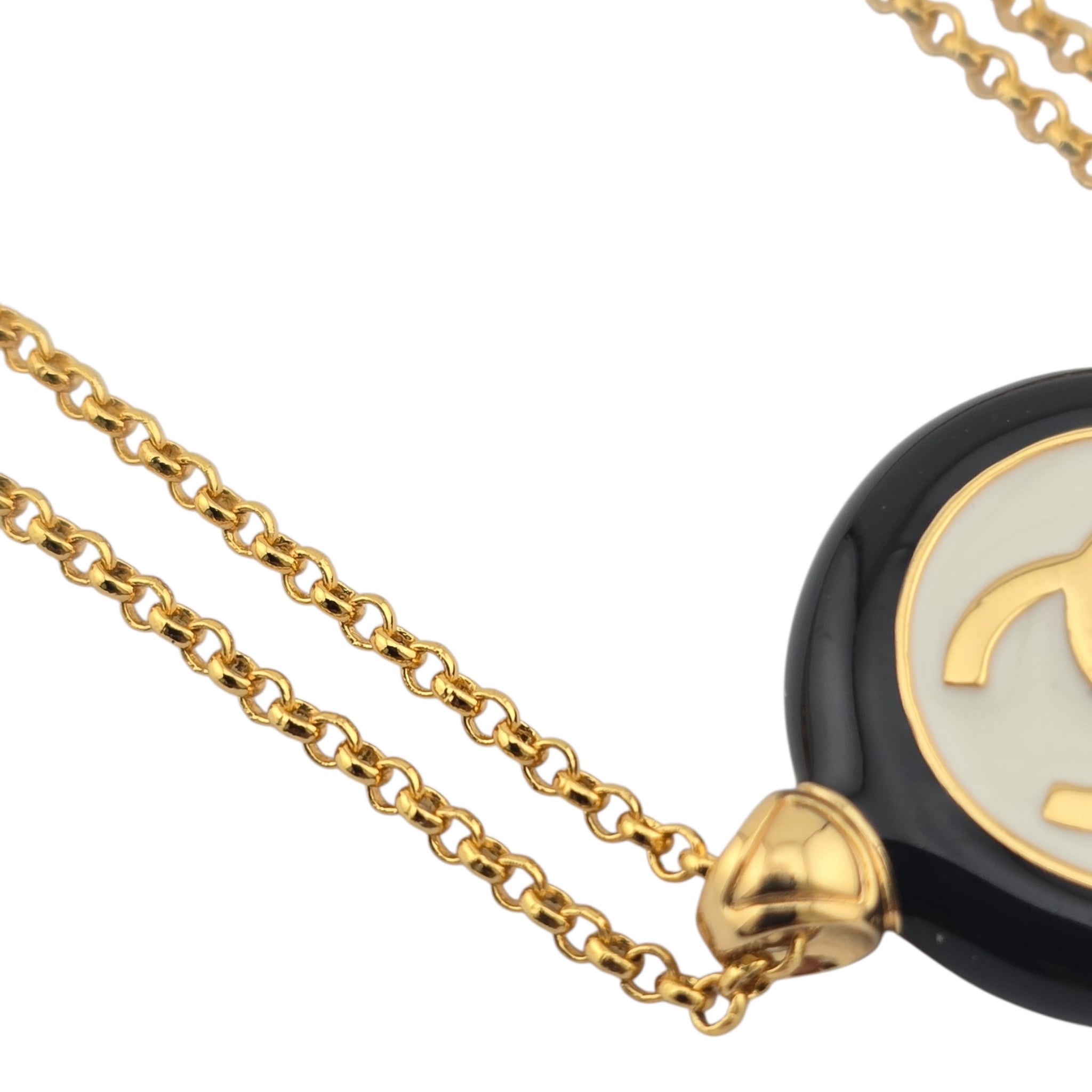Chanel CC Round Enamel Pendant Choker Necklace 2024 CHANEL