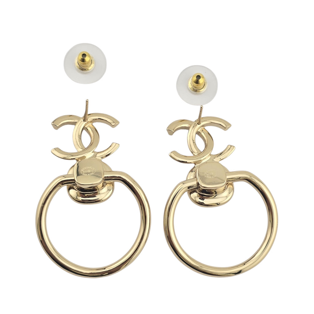 Chanel CC Gold Faux Pearl Earrings 2022 CHANEL