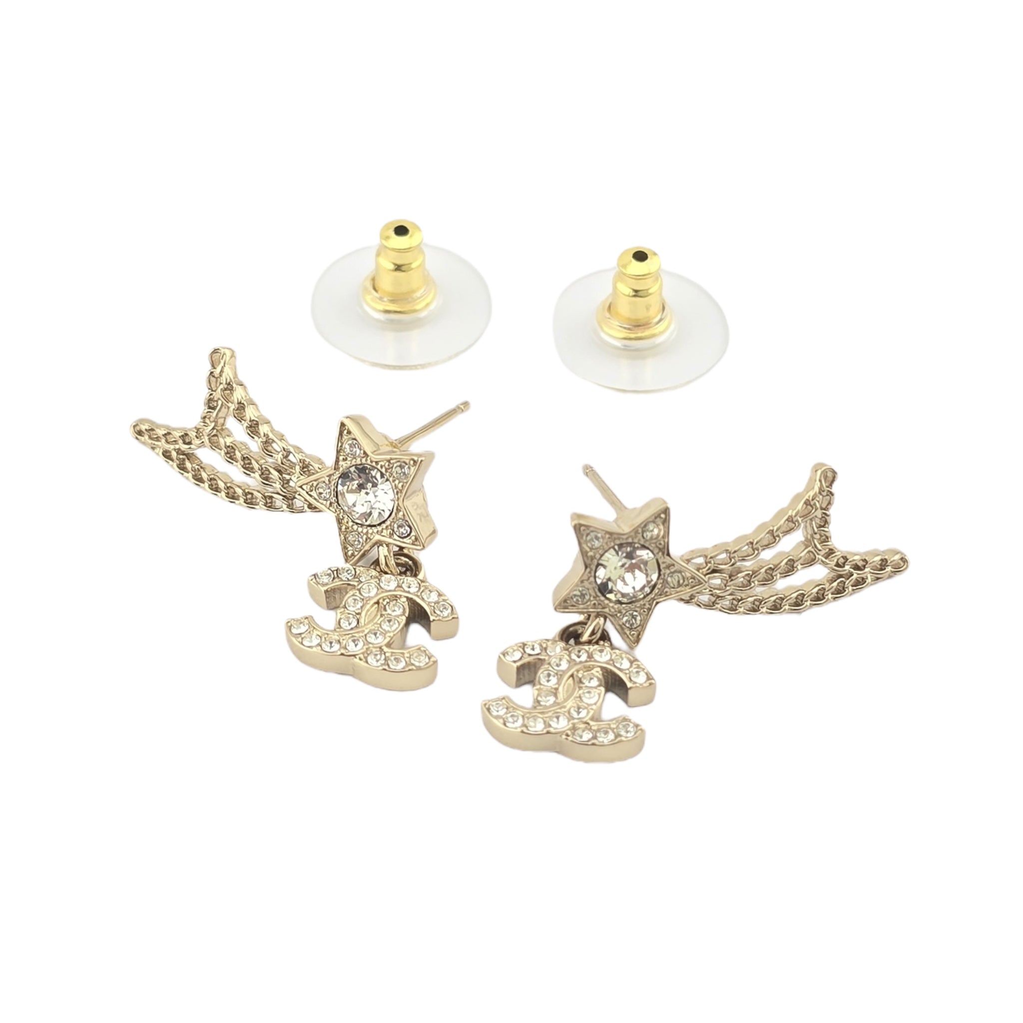 Chanel CC Shooting Star Gold Earrings 25B CHANEL