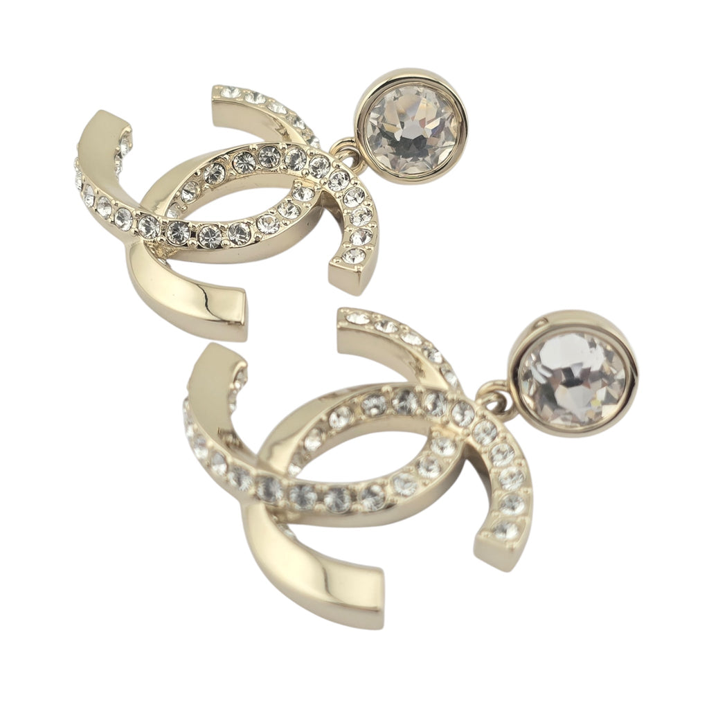 Chanel CC Gold Crystal Earrings 2023 CHANEL