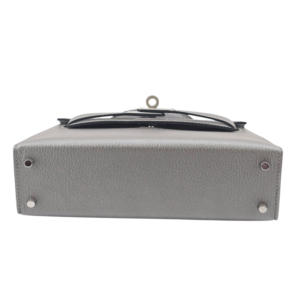 Hermes Mini Kelly II Gris Argente Chevre Chamkilight Palladium Hardware HERMES
