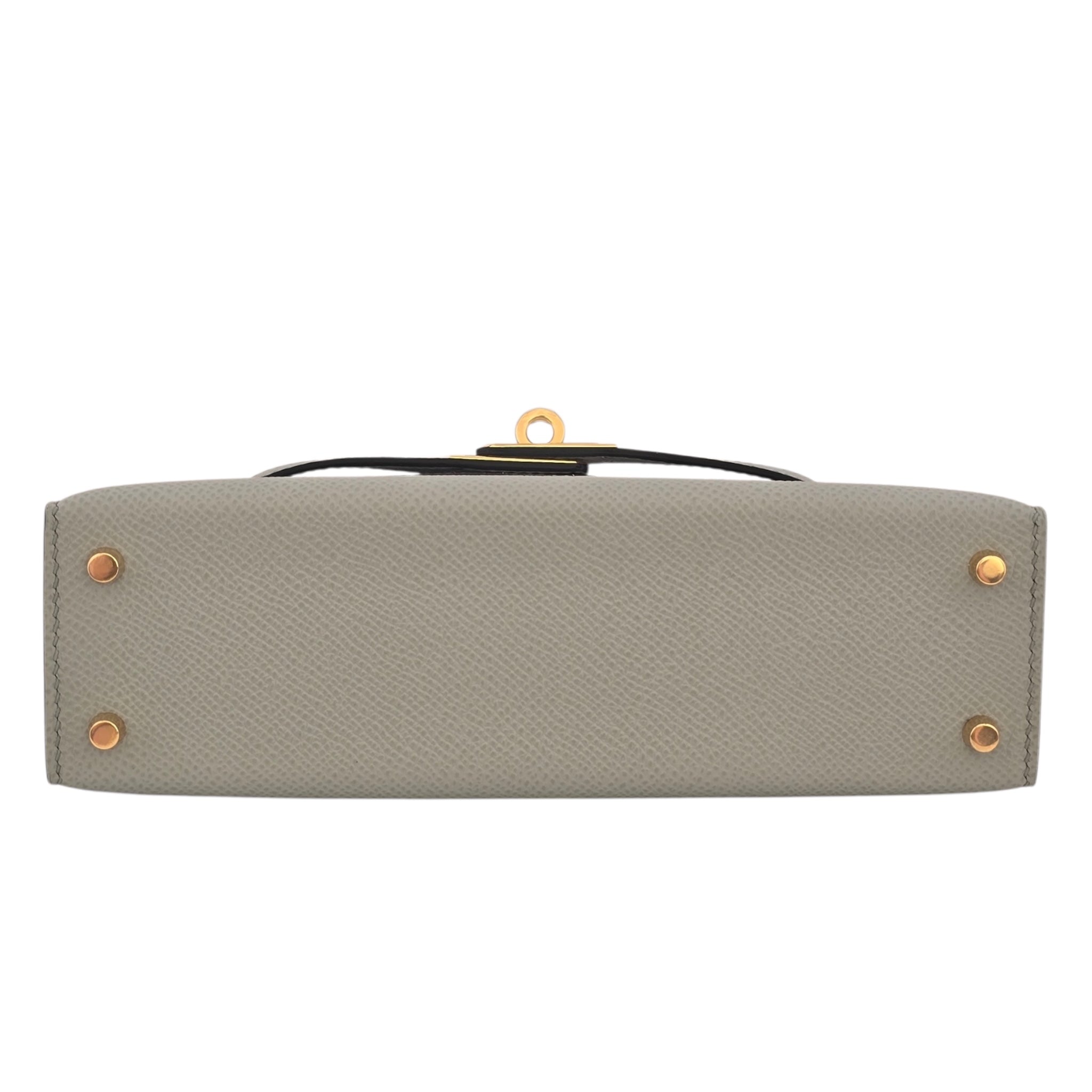 Hermes Mini Kelly II Epsom Bleu Glacier Gold Hardware HERMES