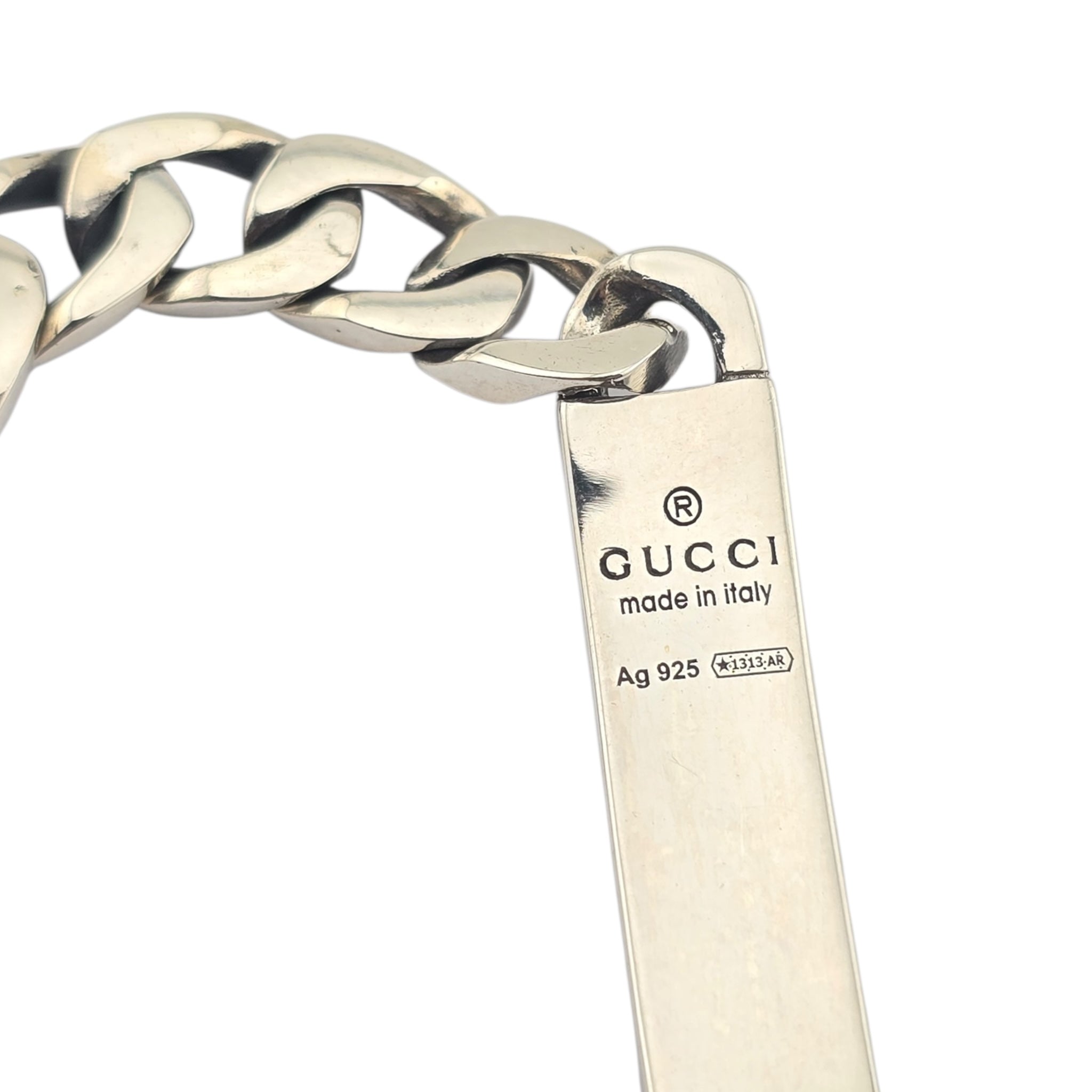 GUCCI Sterling Silver Ghost Bar Plate Link Bracelet GUCCI