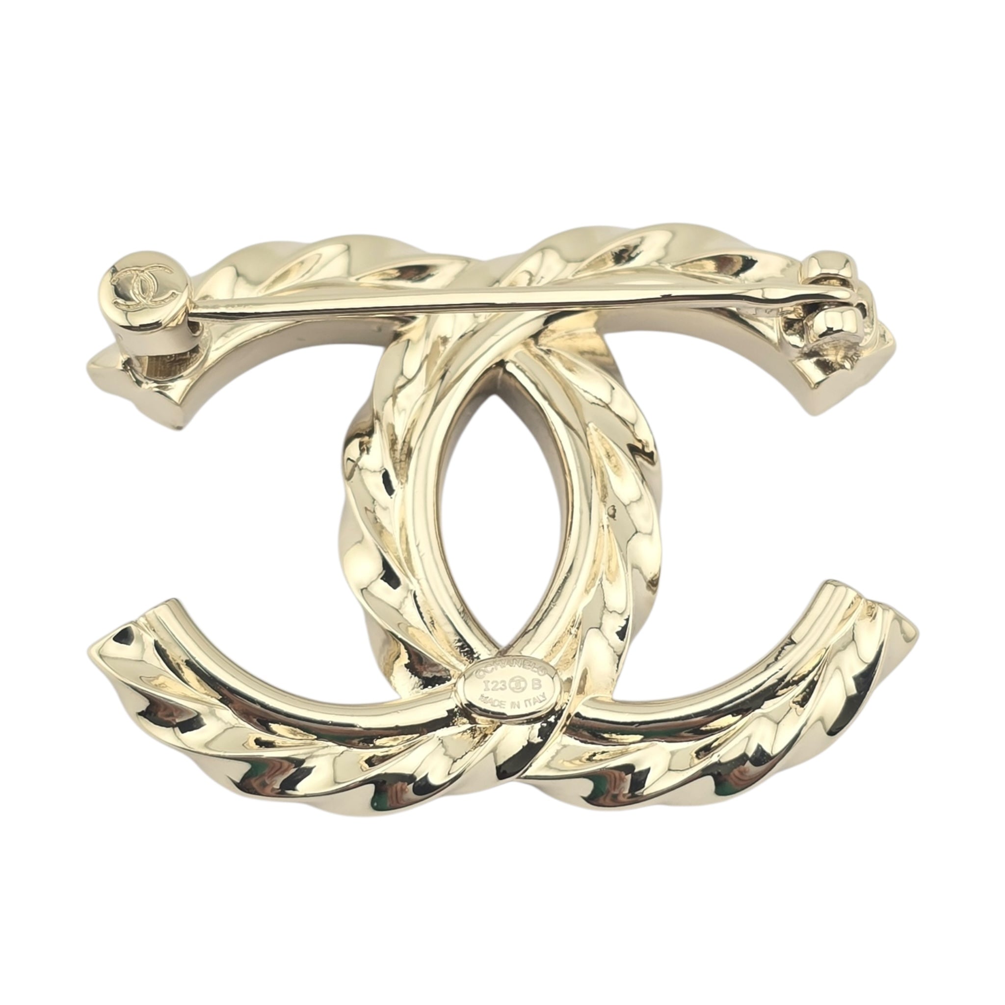 Chanel CC Gold Metal Crystal Brooch 2023 CHANEL