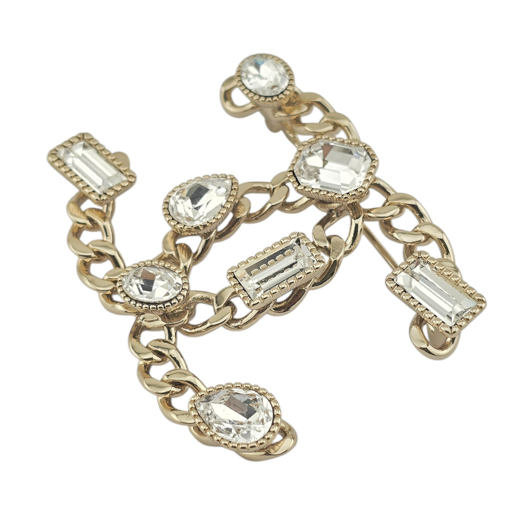 Chanel CC Gold Crystal Brooch 2024 CHANEL