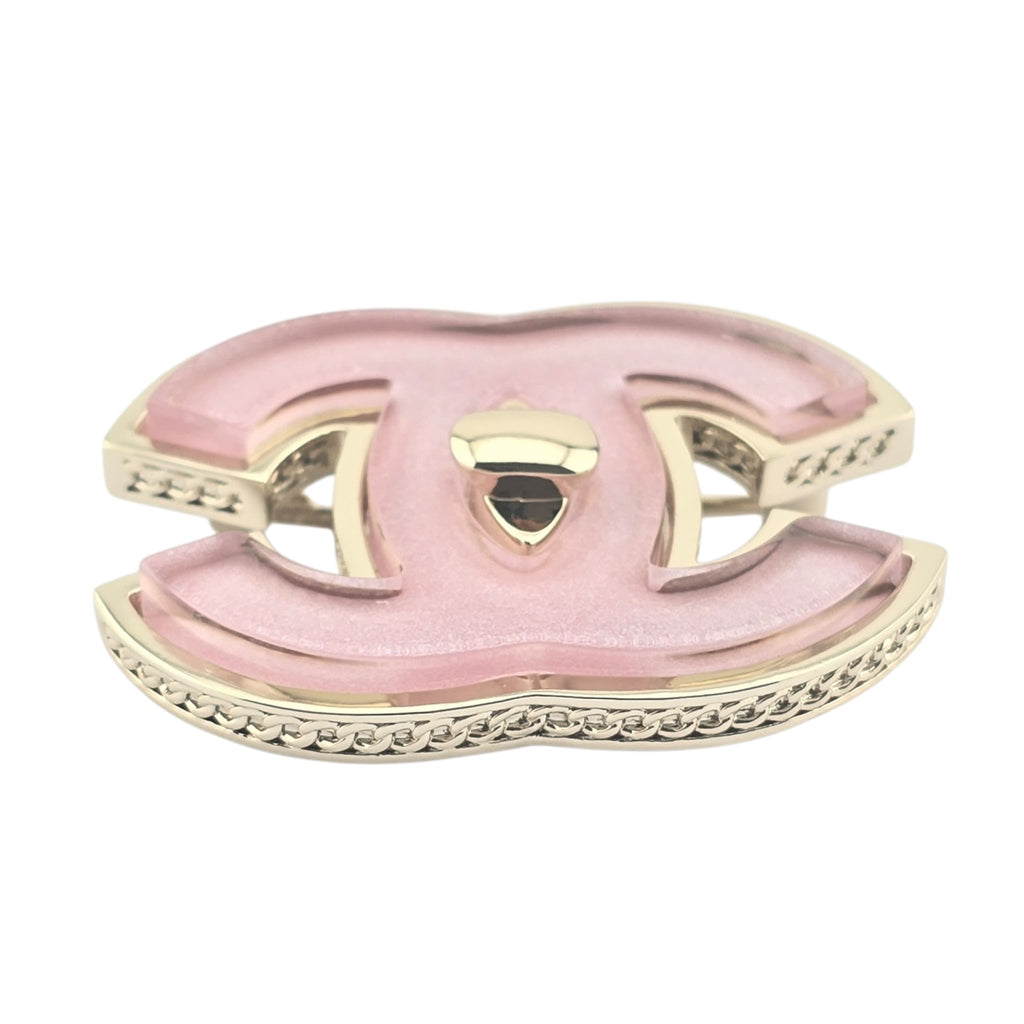 Chanel CC Gold Pink Resin Brooch 2025 CHANEL