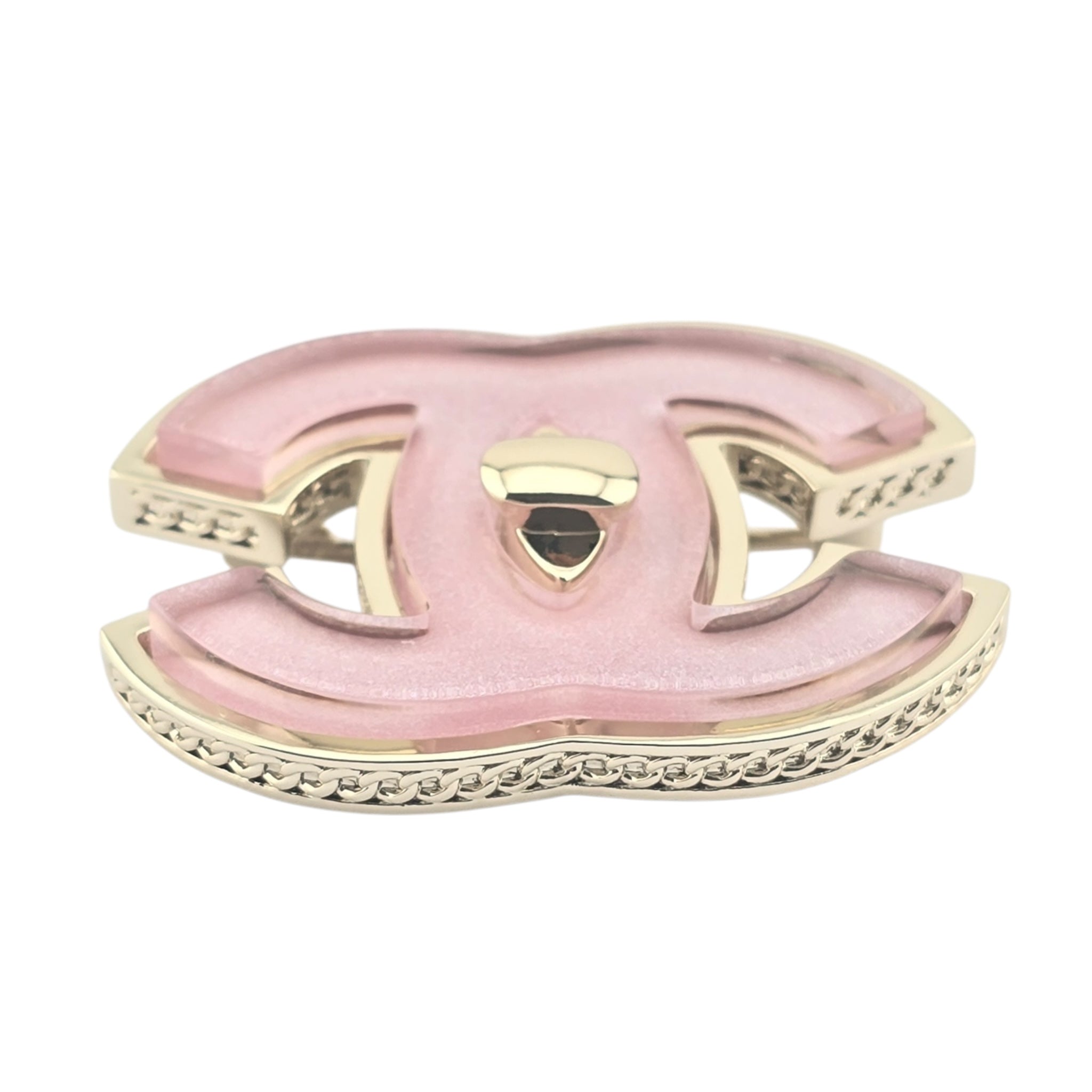 Chanel CC Gold Pink Resin Brooch 2025 CHANEL