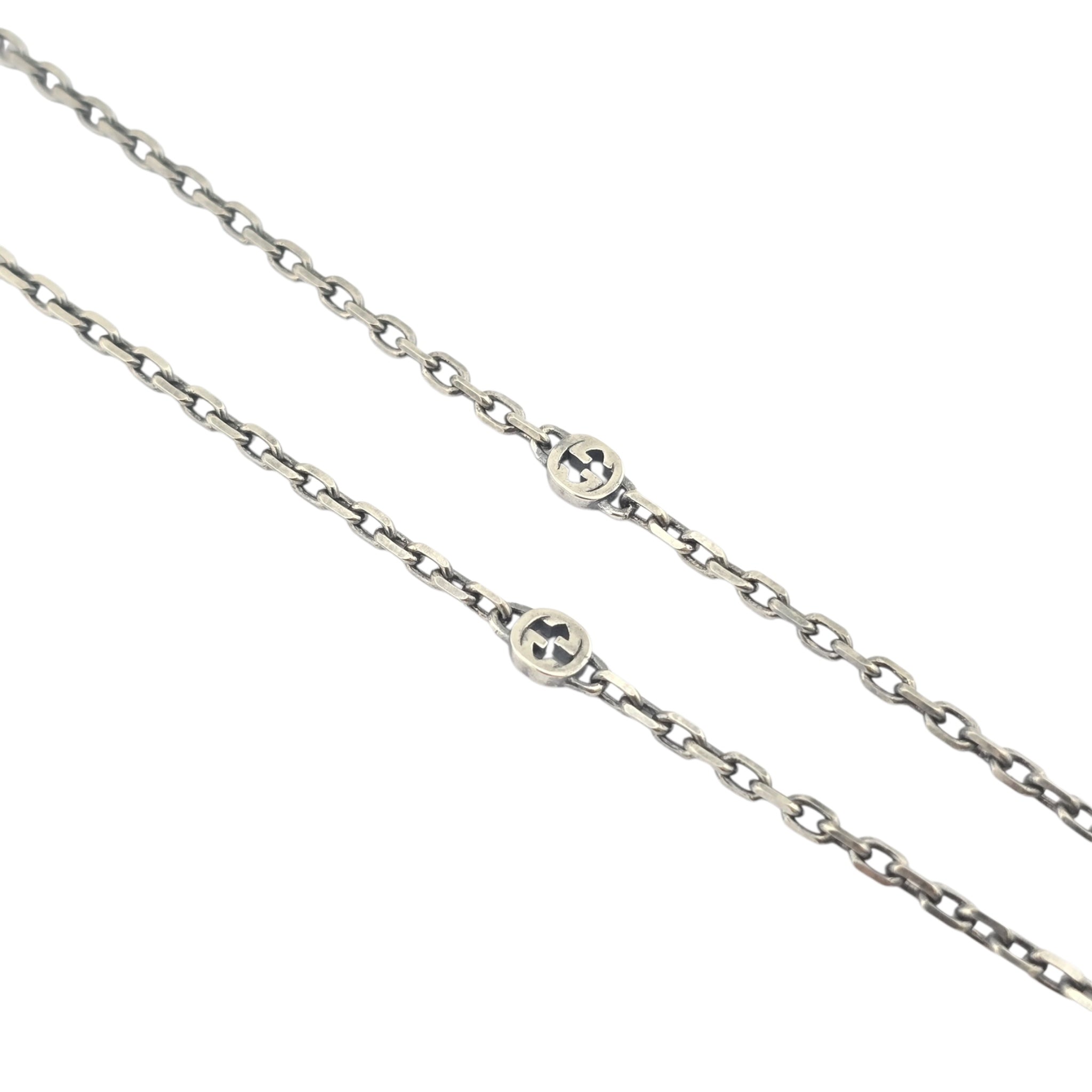 GUCCI Heart Interlocking G Silver Necklace GUCCI