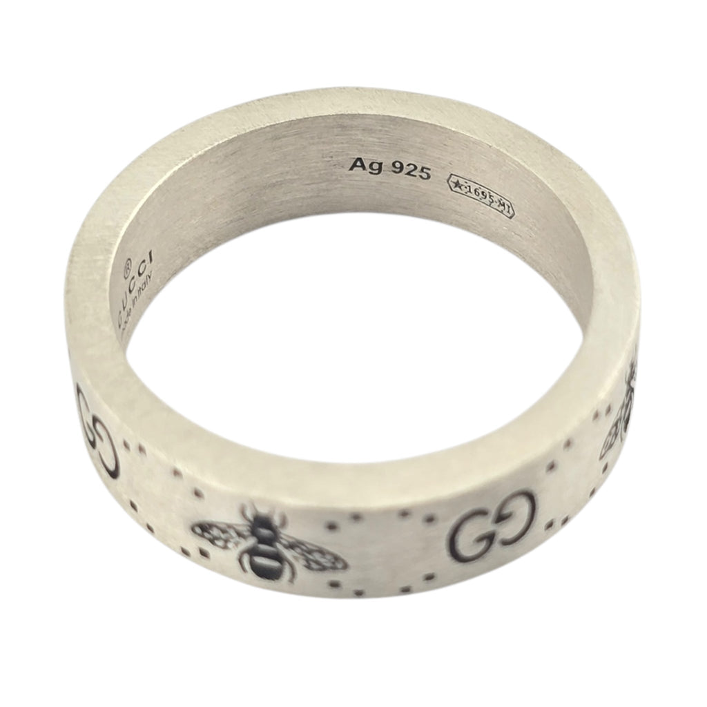 GUCCI GG Bee Motif 6mm Sterling Silver Ring GUCCI