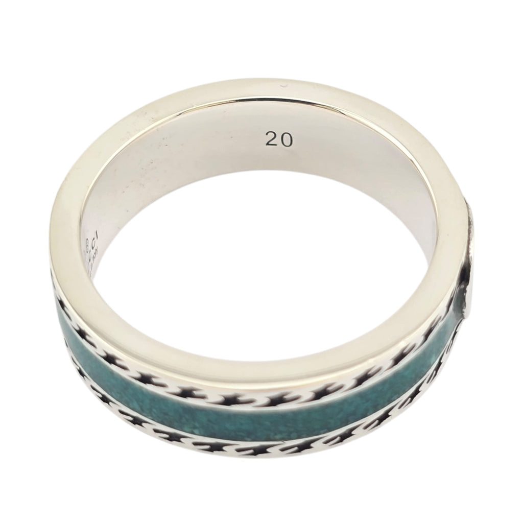 GUCCI Interlocking G Sterling Silver Turquoise Enamel Ring GUCCI
