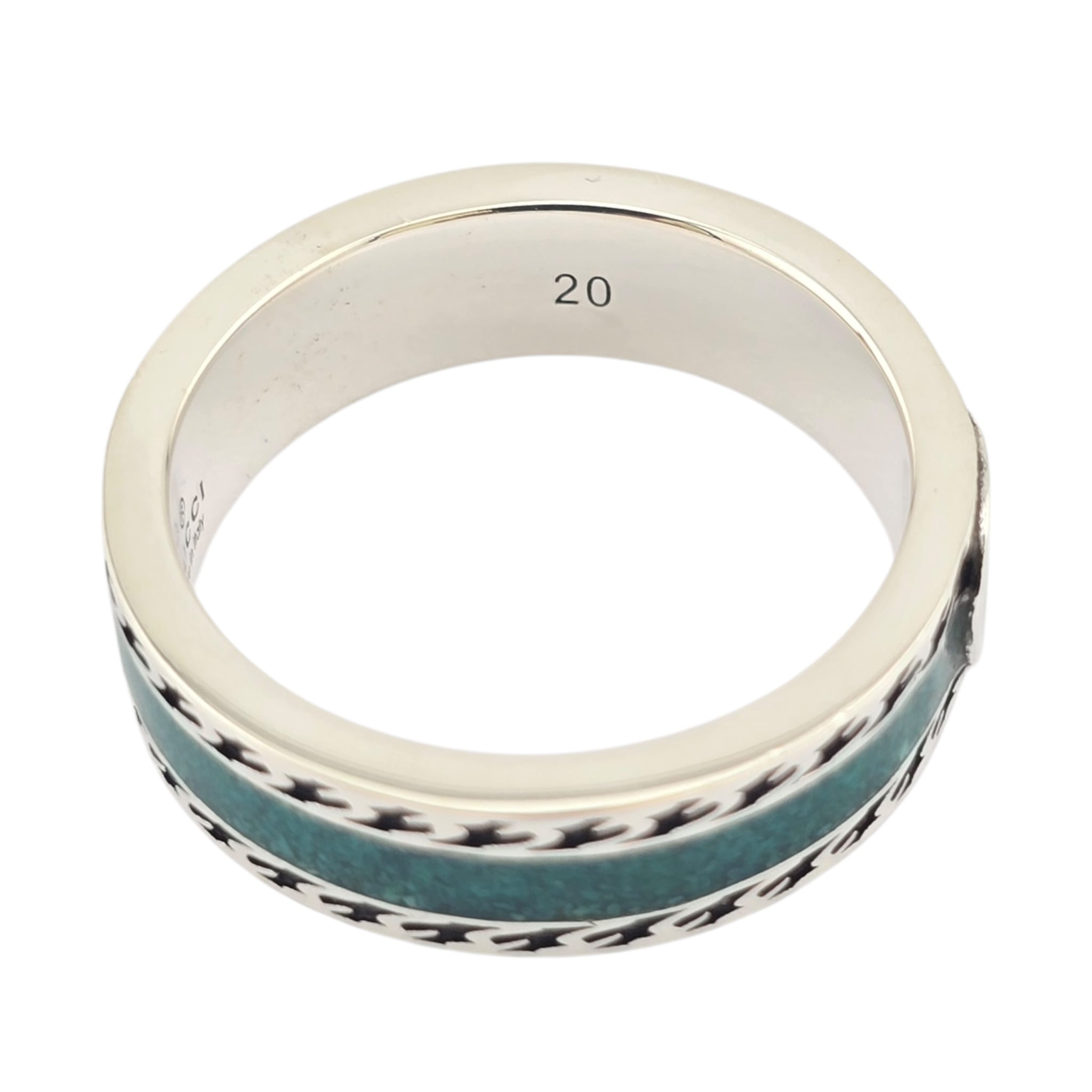 GUCCI Interlocking G Sterling Silver Turquoise Enamel Ring GUCCI