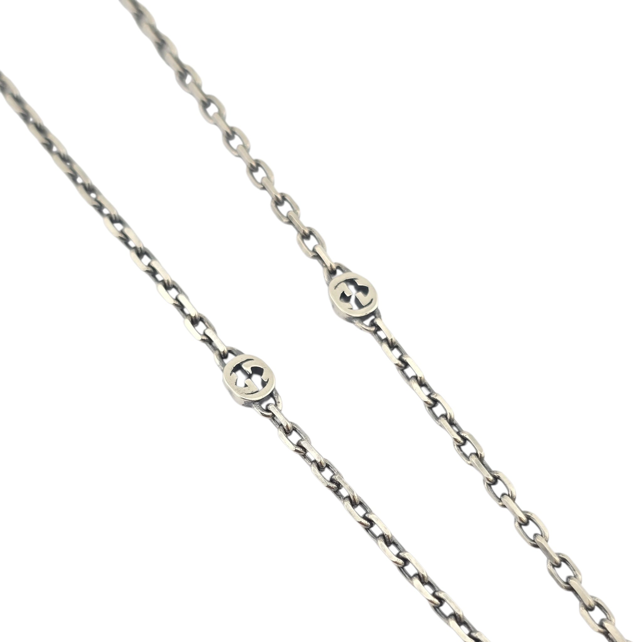 GUCCI Interlocking G Red Heart Silver Necklace GUCCI