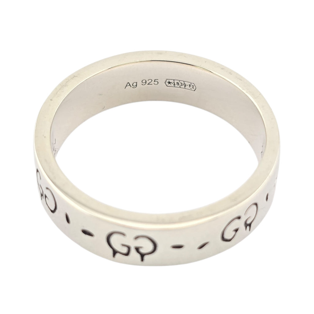 GUCCI Ghost Skull Silver GG Ring 4mm GUCCI