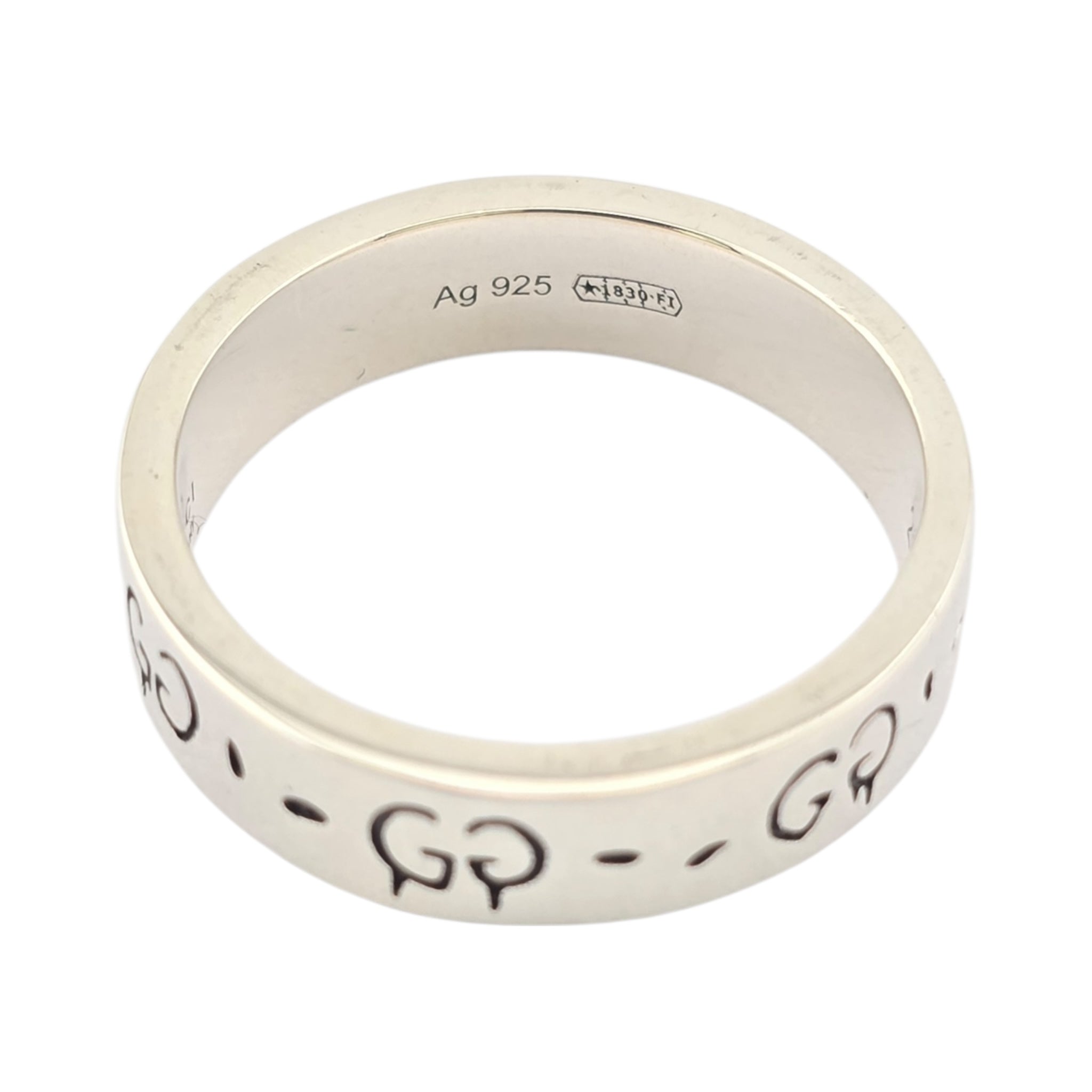 GUCCI Ghost Skull Silver GG Ring 4mm GUCCI