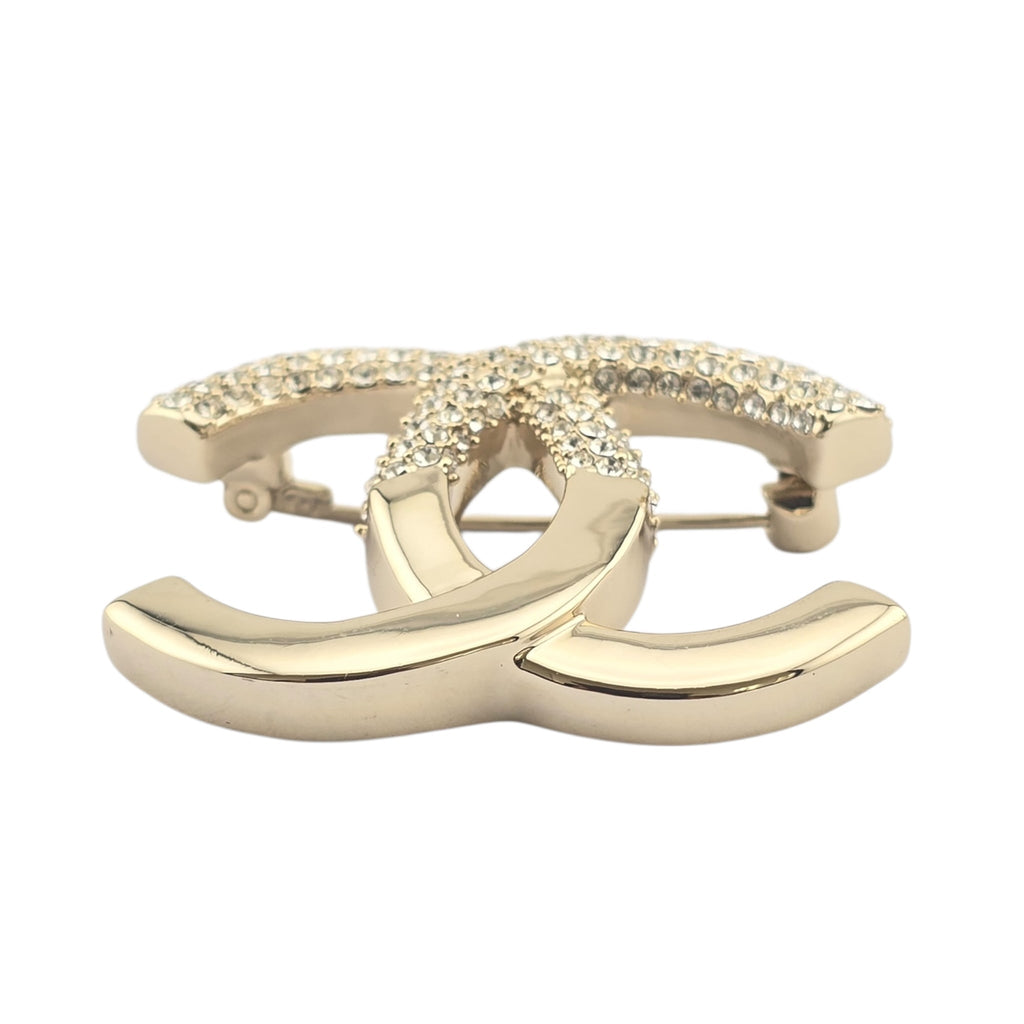 Chanel CC Gold Crystal Brooch 2022 CHANEL