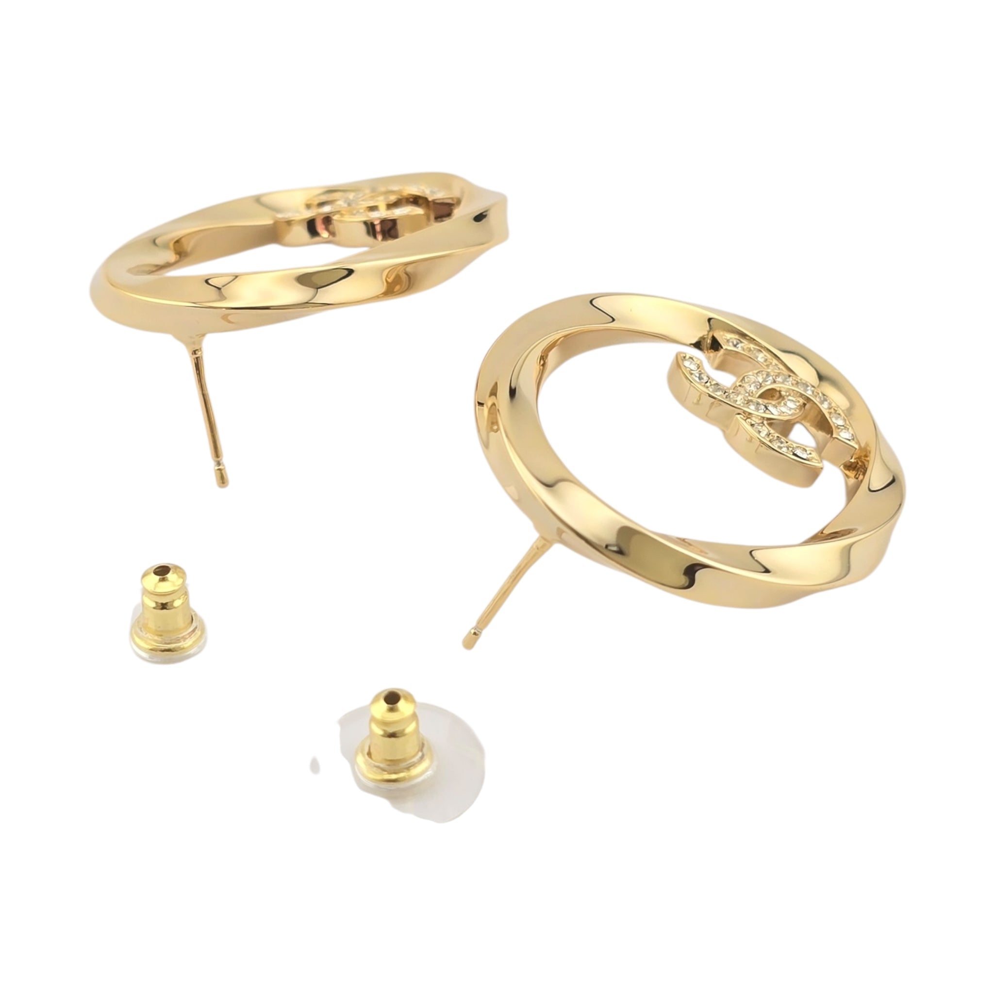 Chanel CC Gold Oval Earrings 2025 CHANEL