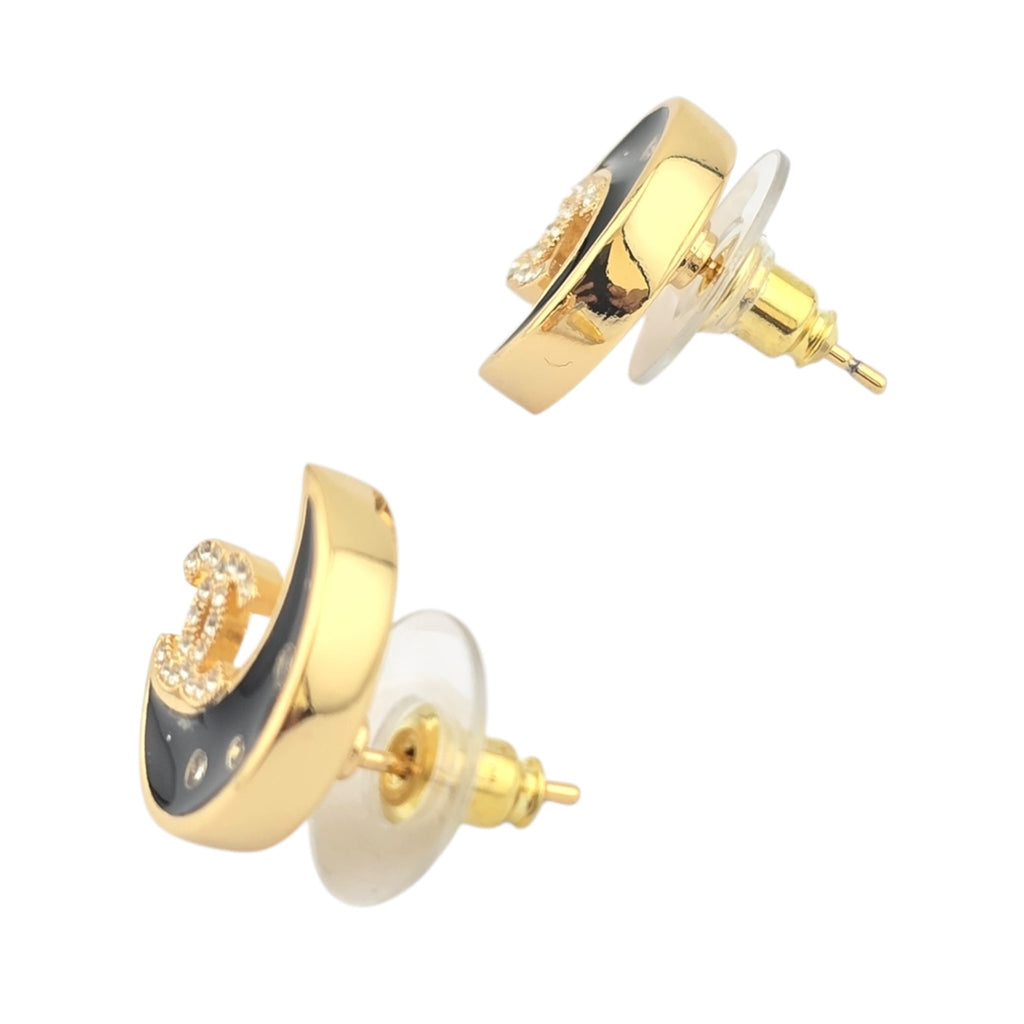 Chanel CC Black Gold Moon Earrings 2025 CHANEL