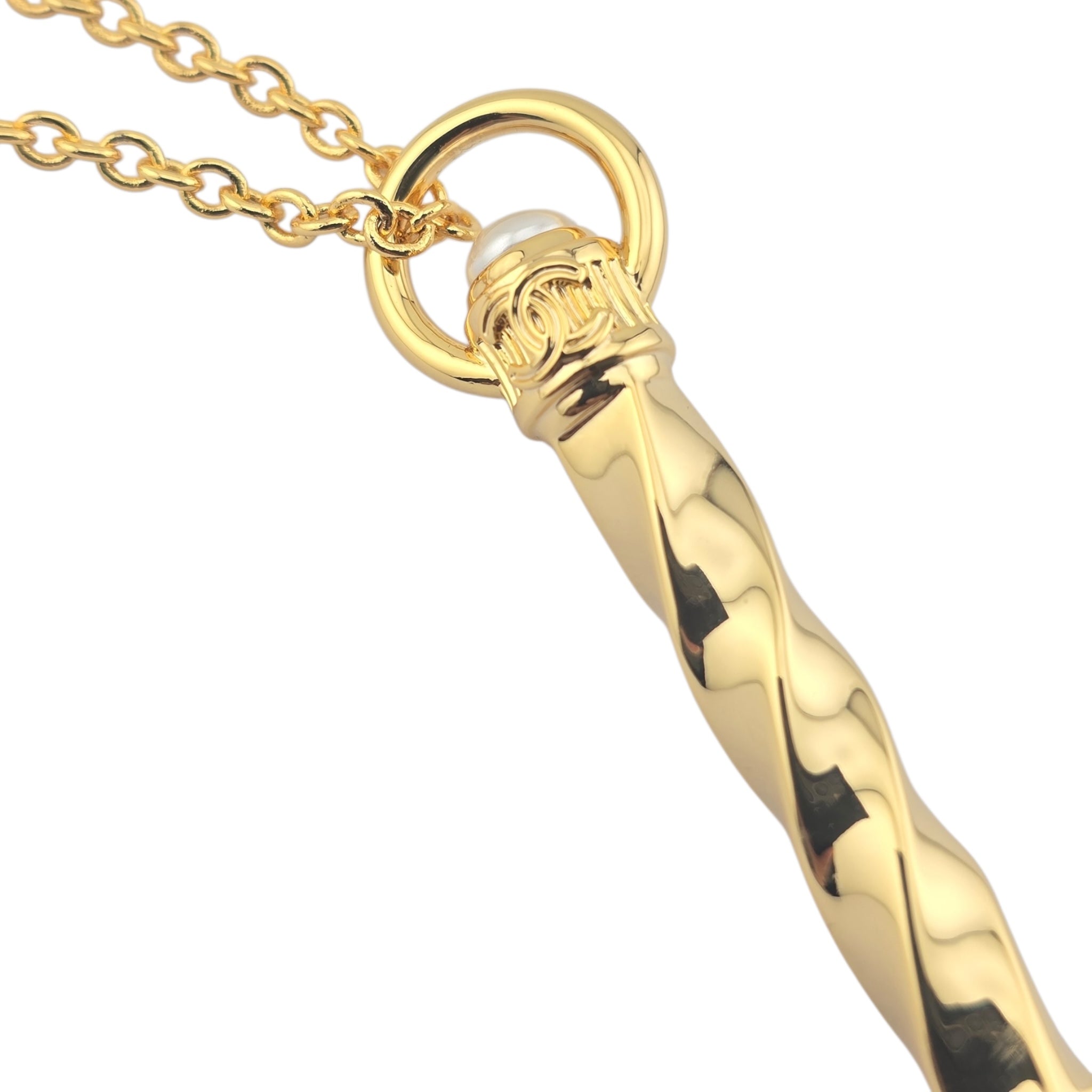 Chanel CC Gold Pencil Pendant Necklace 2025 CHANEL