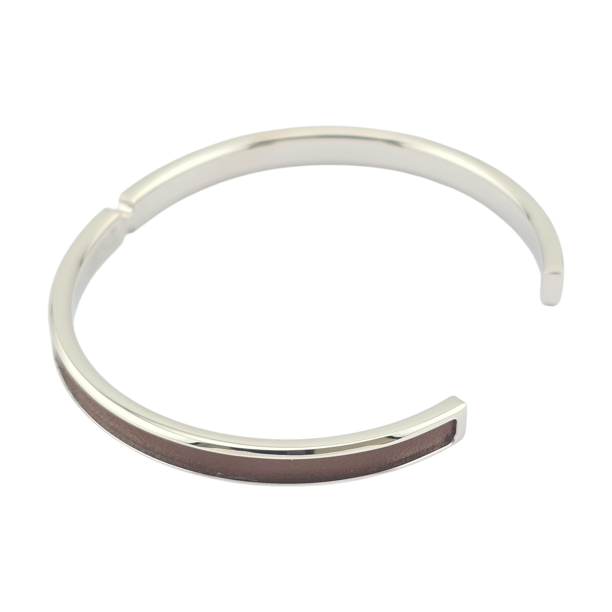 Hermes Olympe Palladium Brown Box Leather Bracelet HERMES