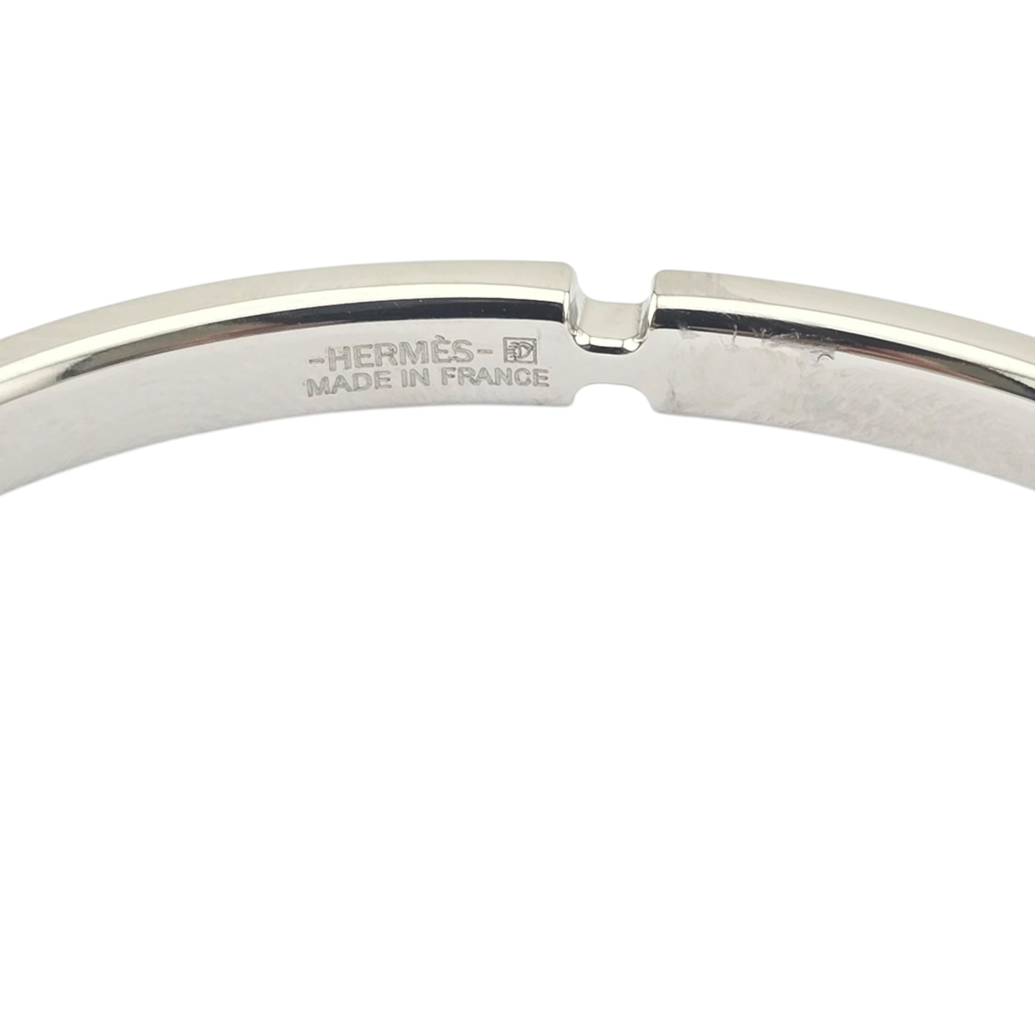 Hermes Olympe Palladium White Leather Bracelet HERMES