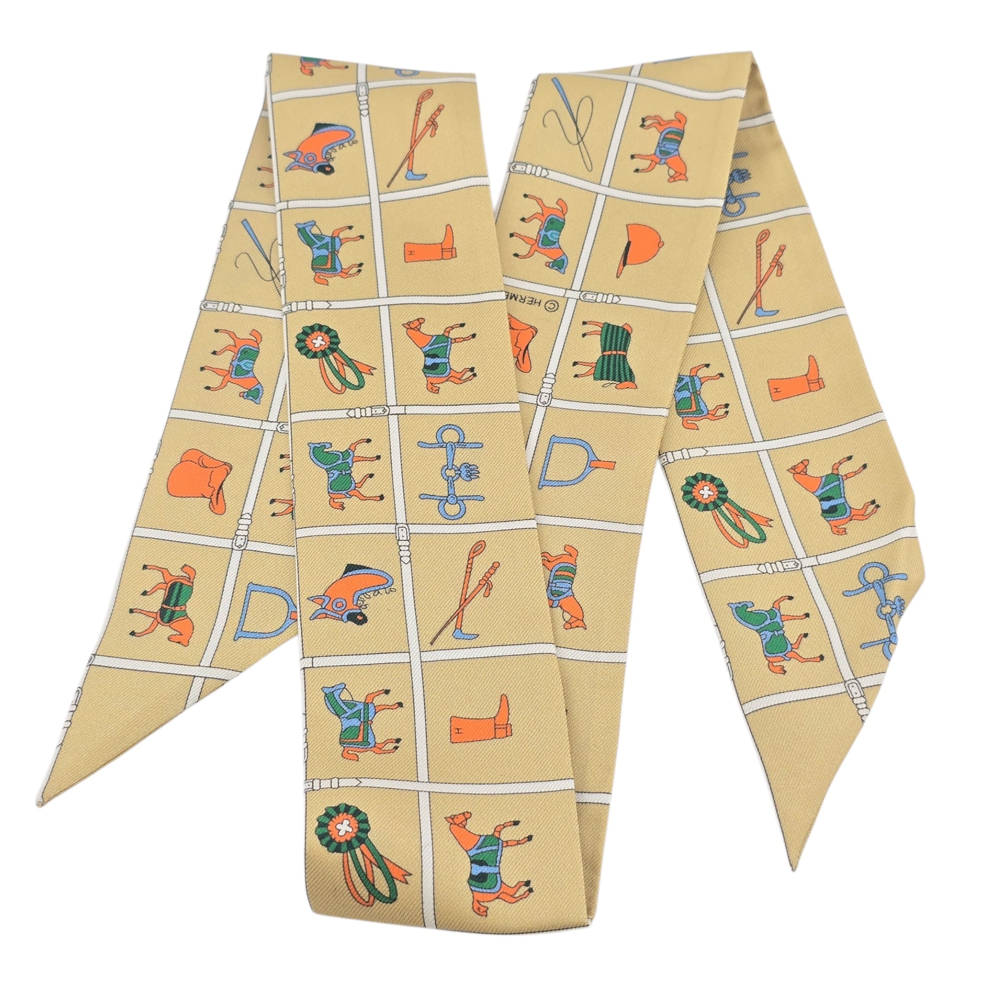 Hermes Silk Couvertures Et Tenues Twilly Mordore White Blue HERMES