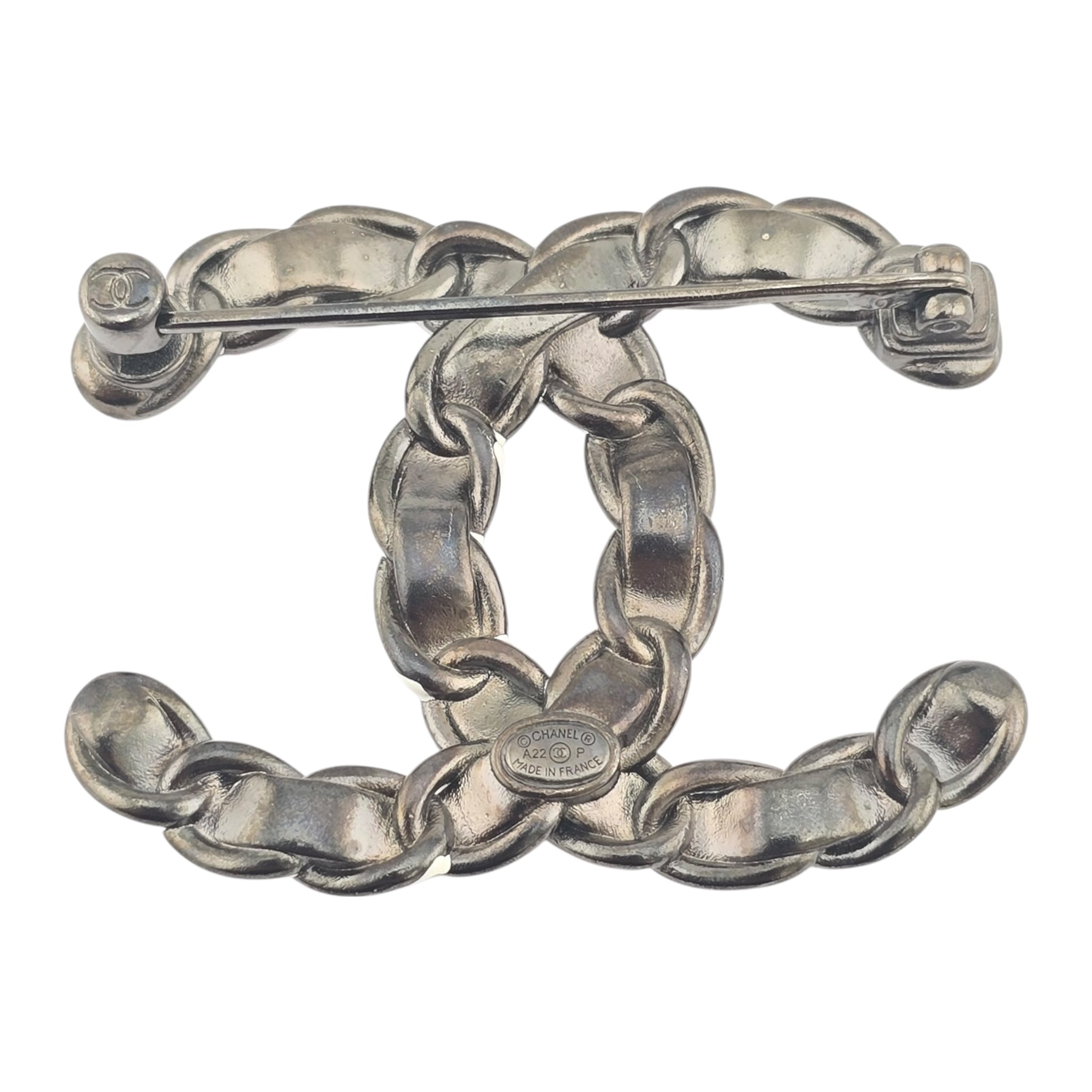 Chanel Metallic Lambskin Chain CC Brooch 2022 CHANEL