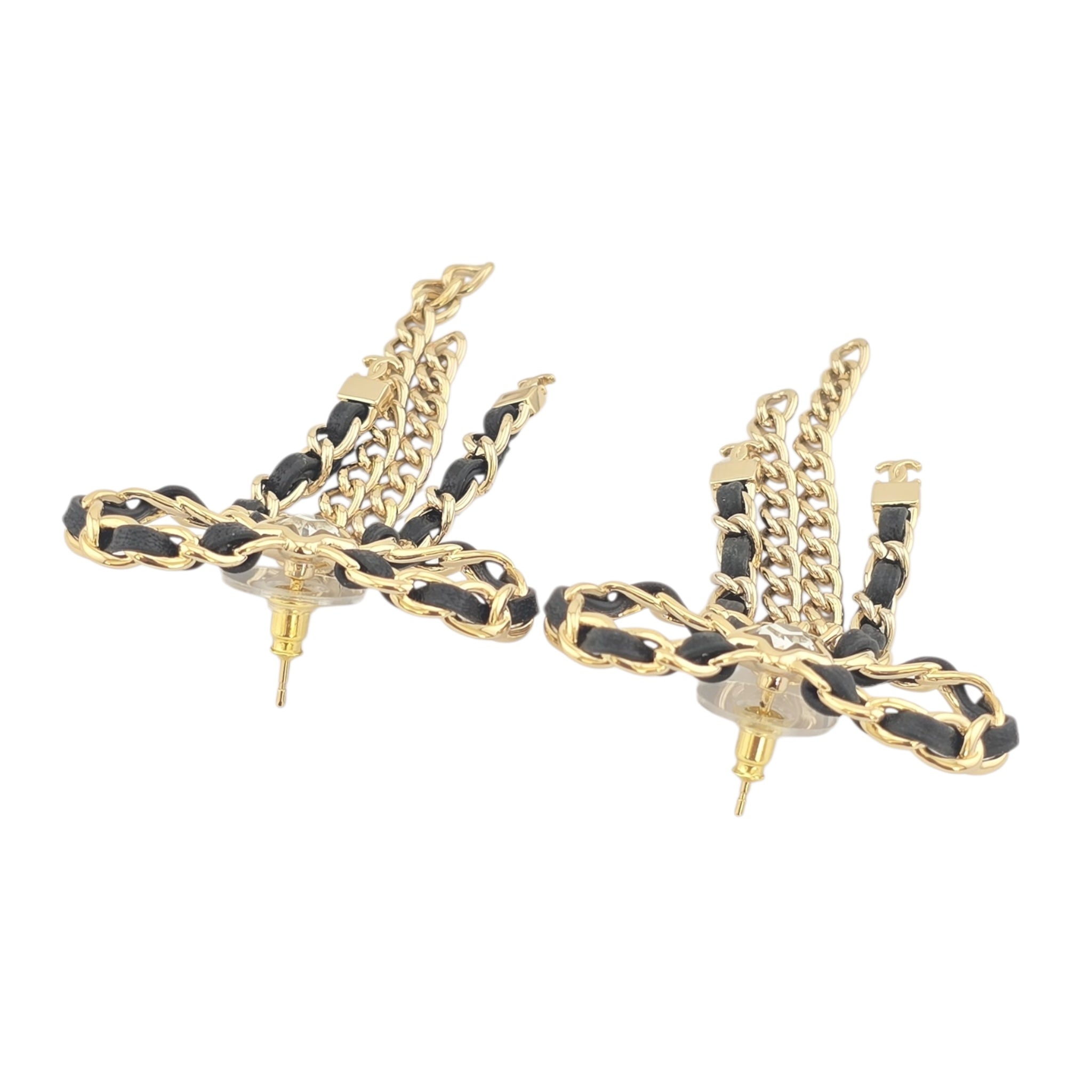 Chanel CC Bow Leather Gold Earrings 2025 CHANEL