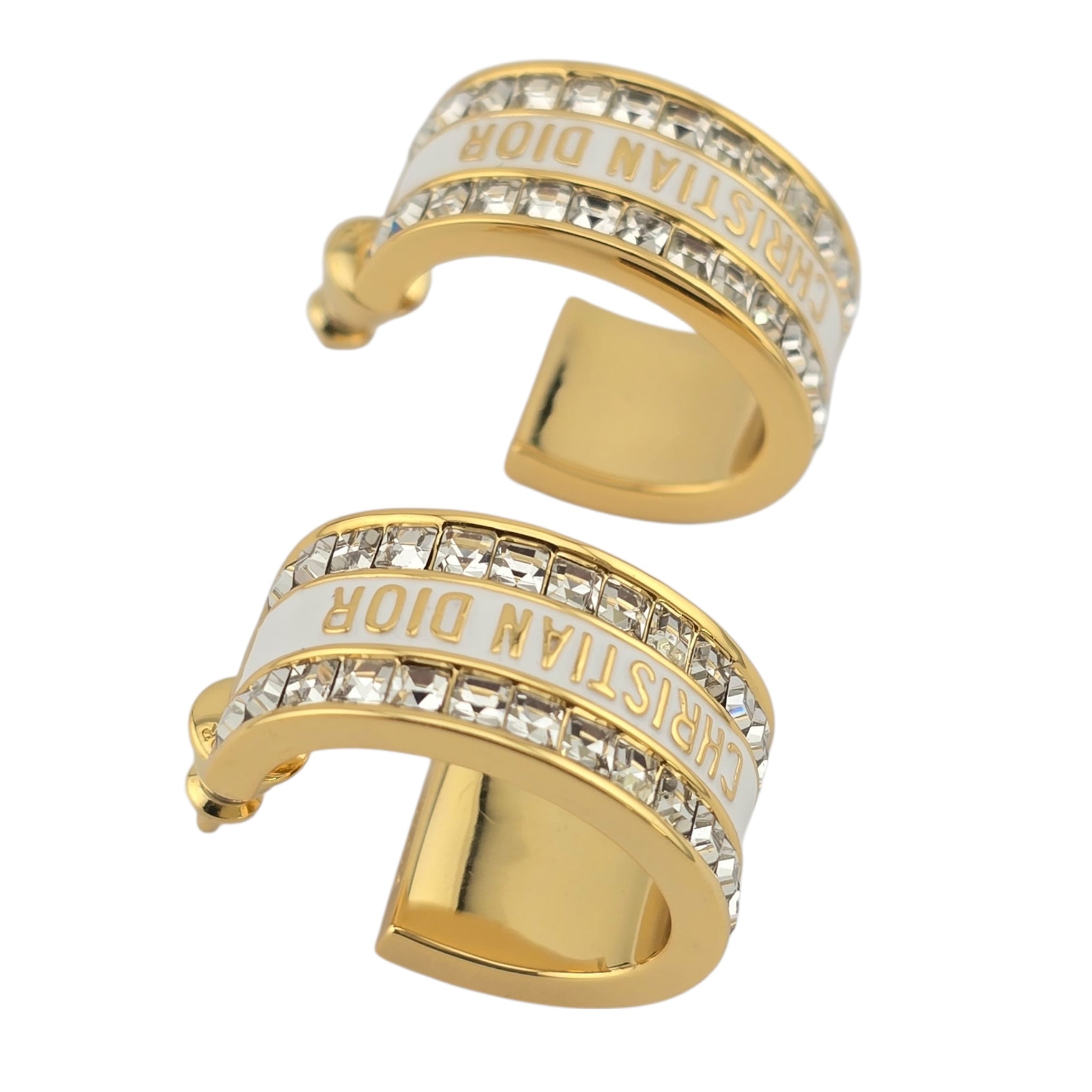 Christian Dior Night Code White Enamel Earrings DIOR