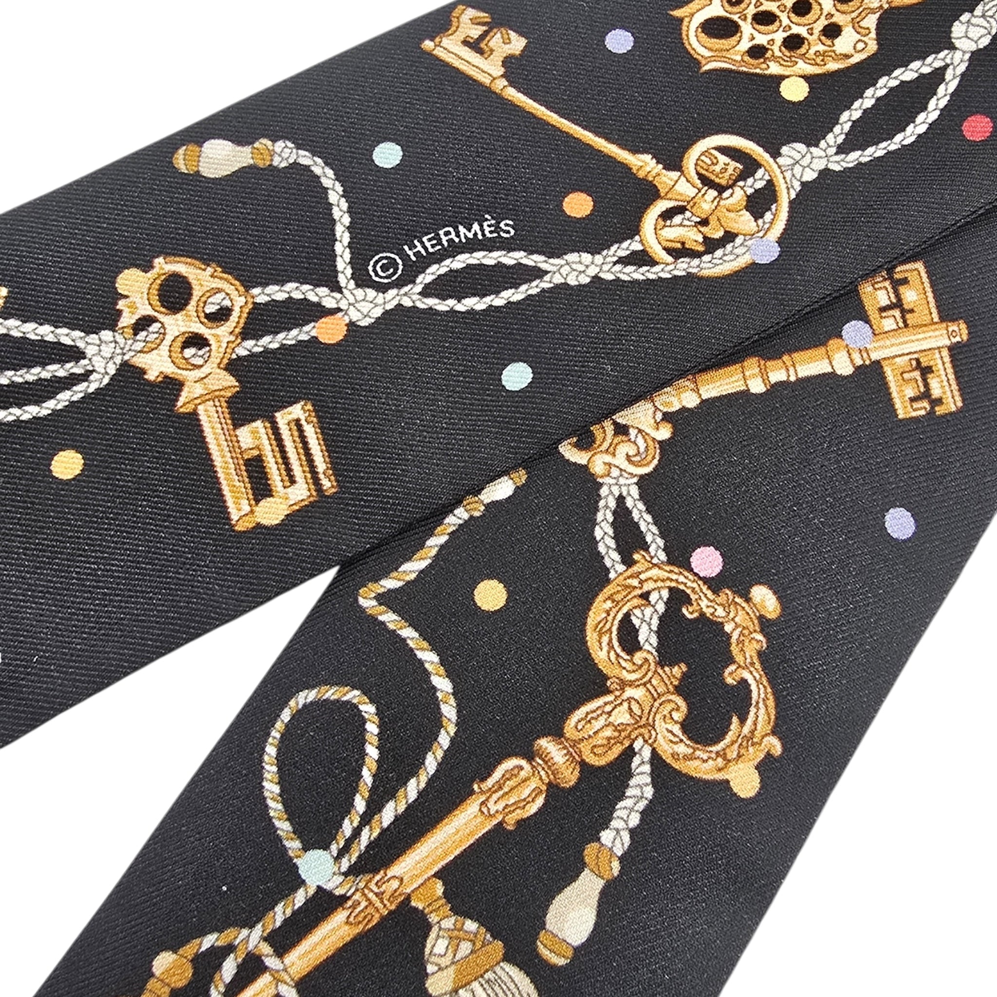 Hermes Silk Les Cles a Pois Twilly HERMES
