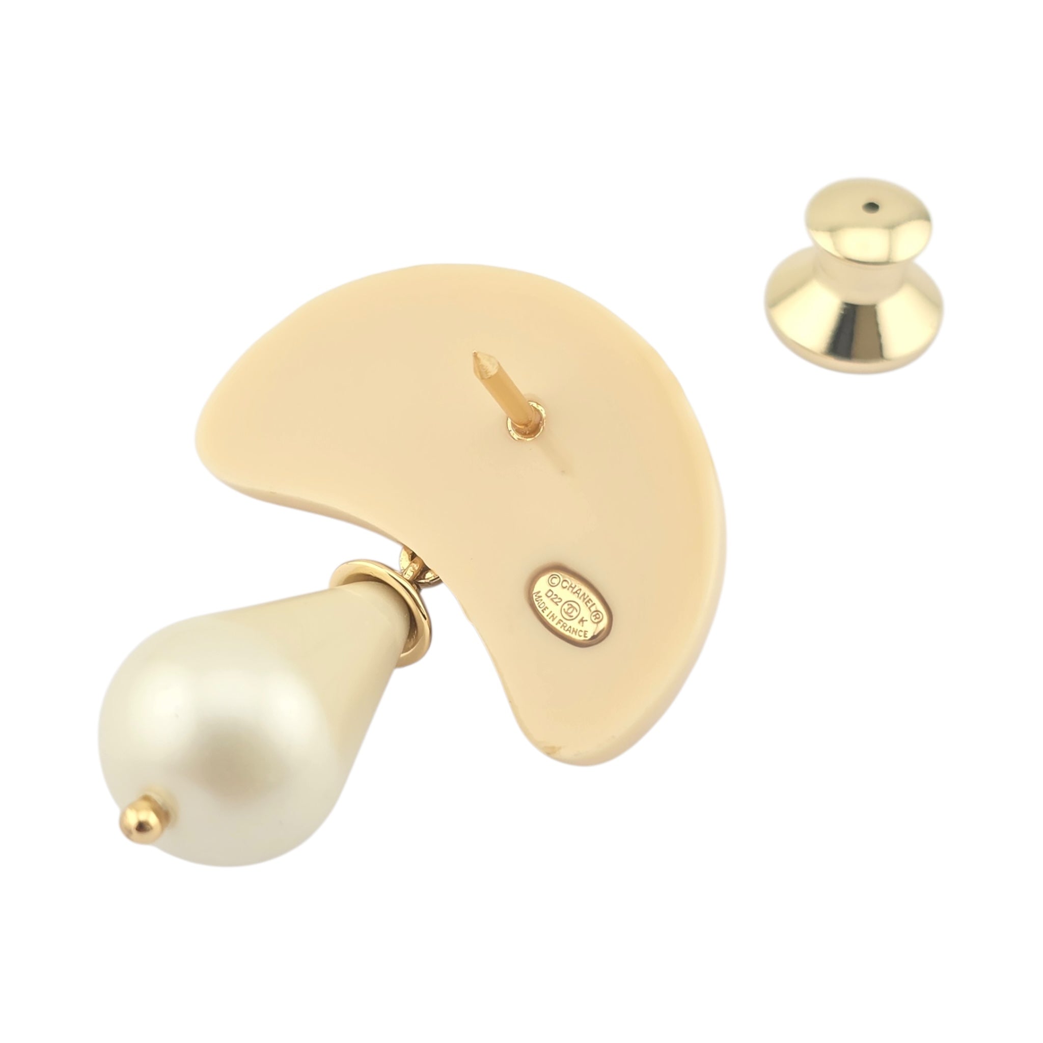 Chanel CC Mushroom Gold Faux Pearl Pin Brooch CHANEL
