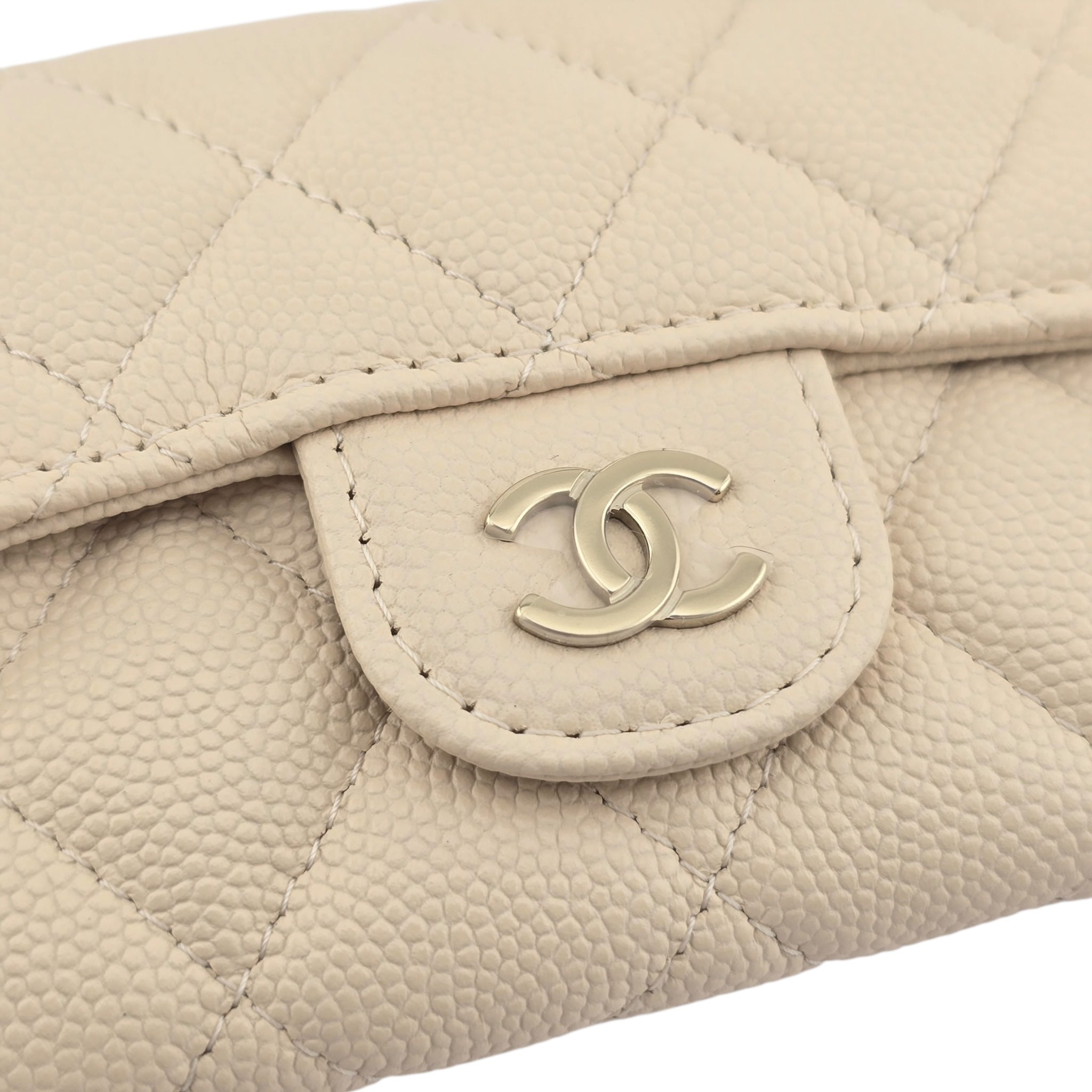 Chanel CC Caviar Beige Classic Flap Cardholder CHANEL