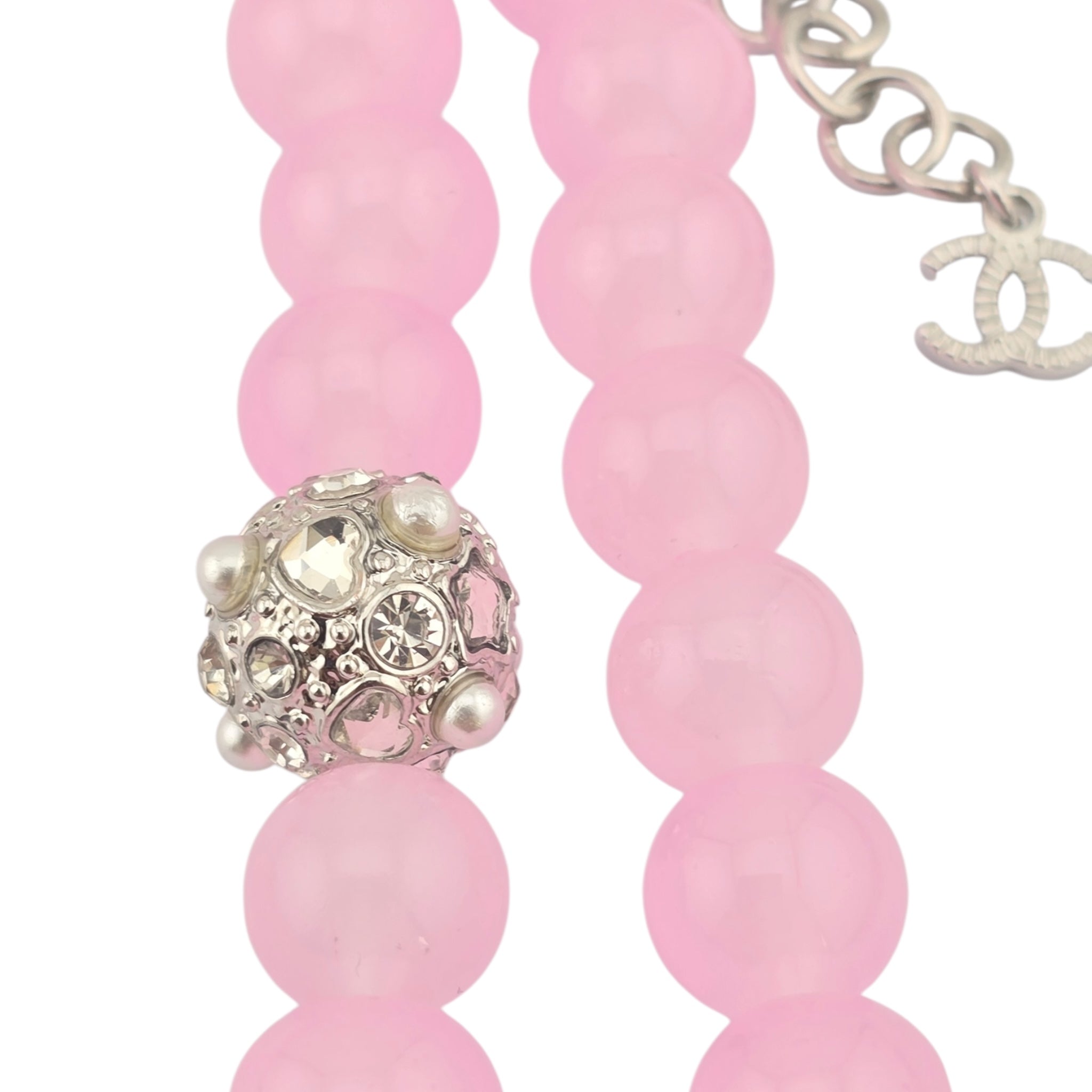 Chanel CC Pink Bead Crystal Long Necklace 2025 CHANEL