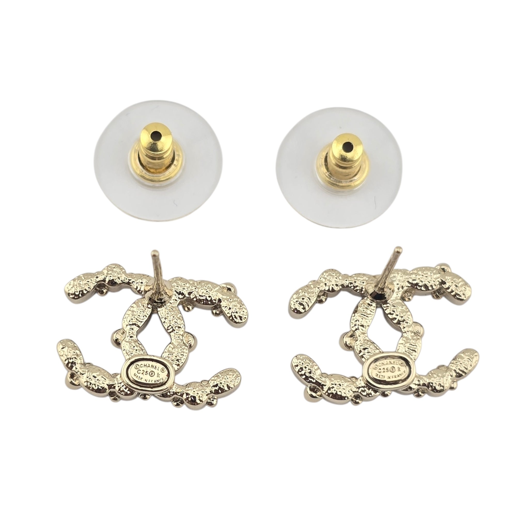Chanel CC Gold Enamel Stud Earrings 2025 CHANEL