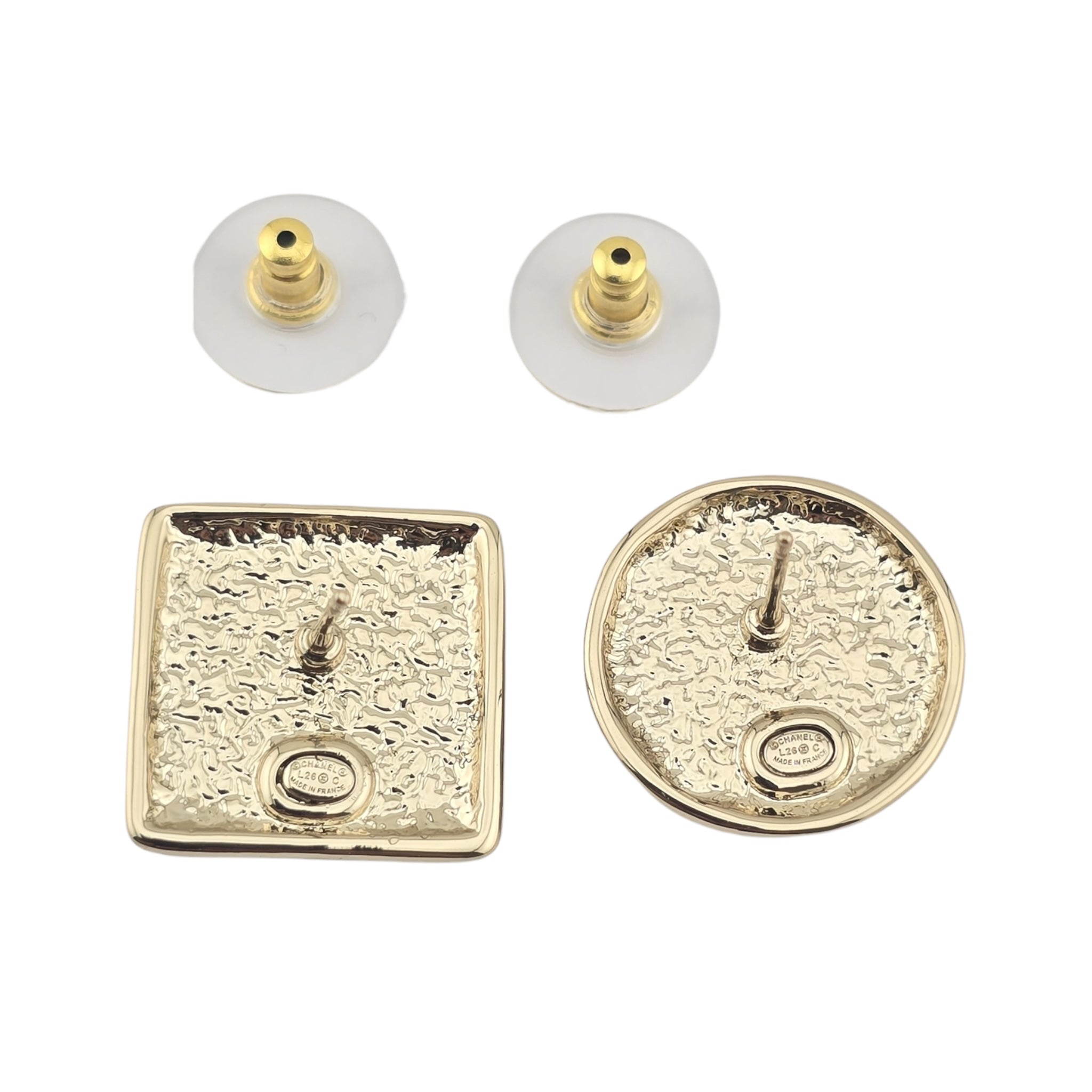 Chanel CC Gold Dark Blue Stud Earrings 2026 CHANEL