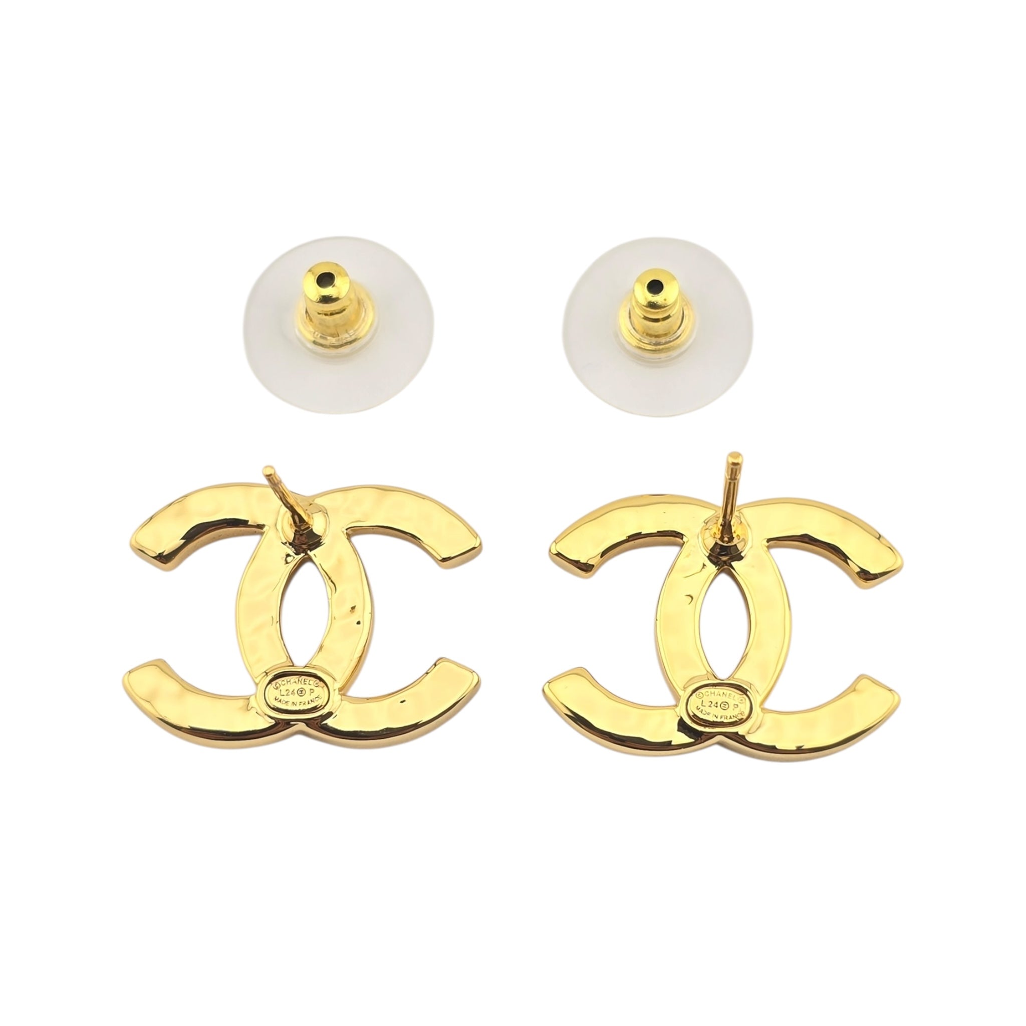 Chanel CC Gold Stud Crystal Earrings 2024 CHANEL