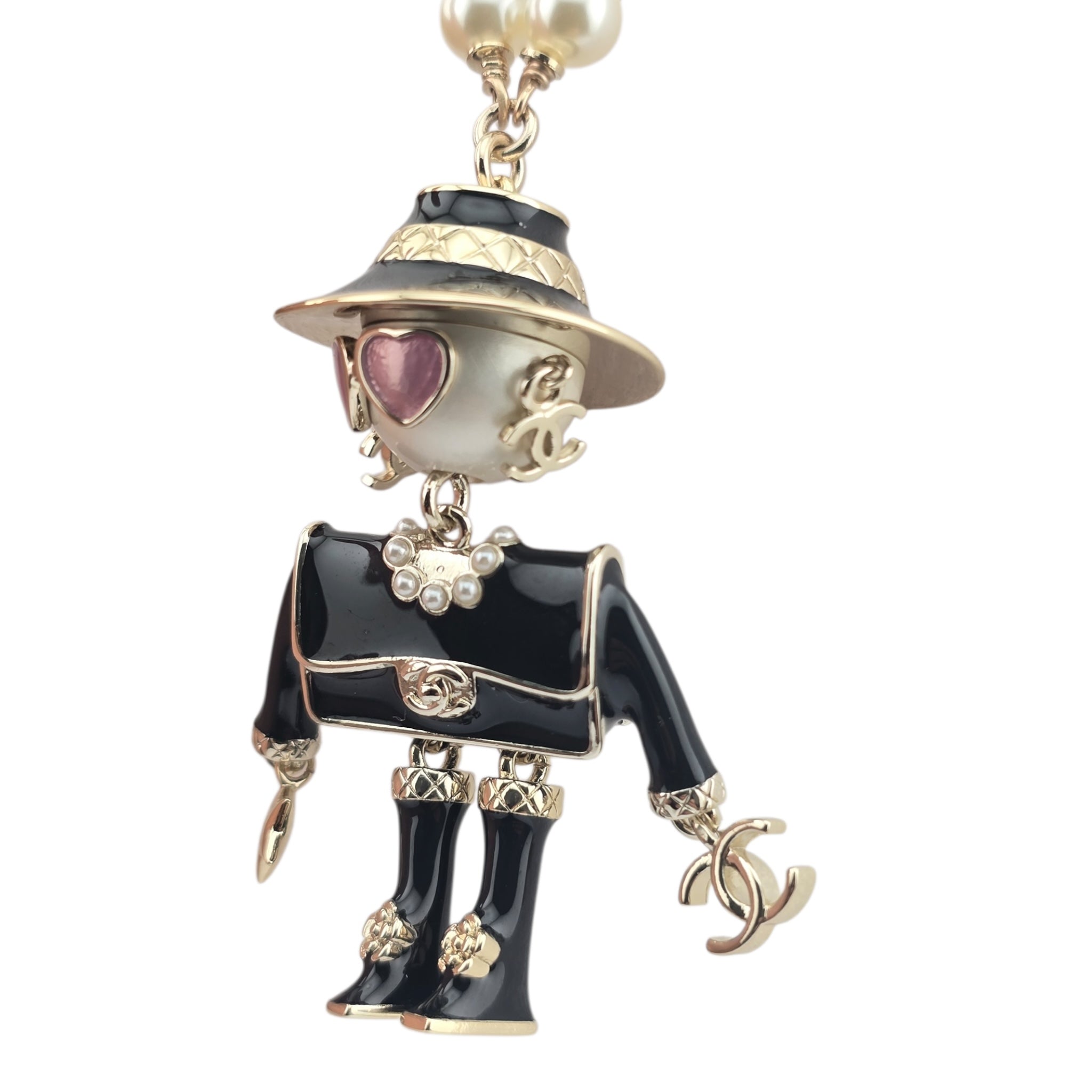 Chanel CC Robot Gabrielle Doll Black Necklace 25B CHANEL