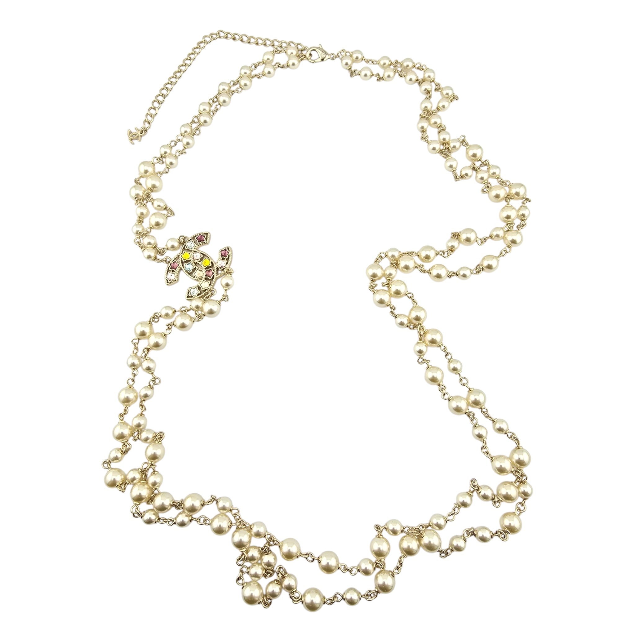 Chanel CC Multicoloured Faux Pearl Long Necklace 2025