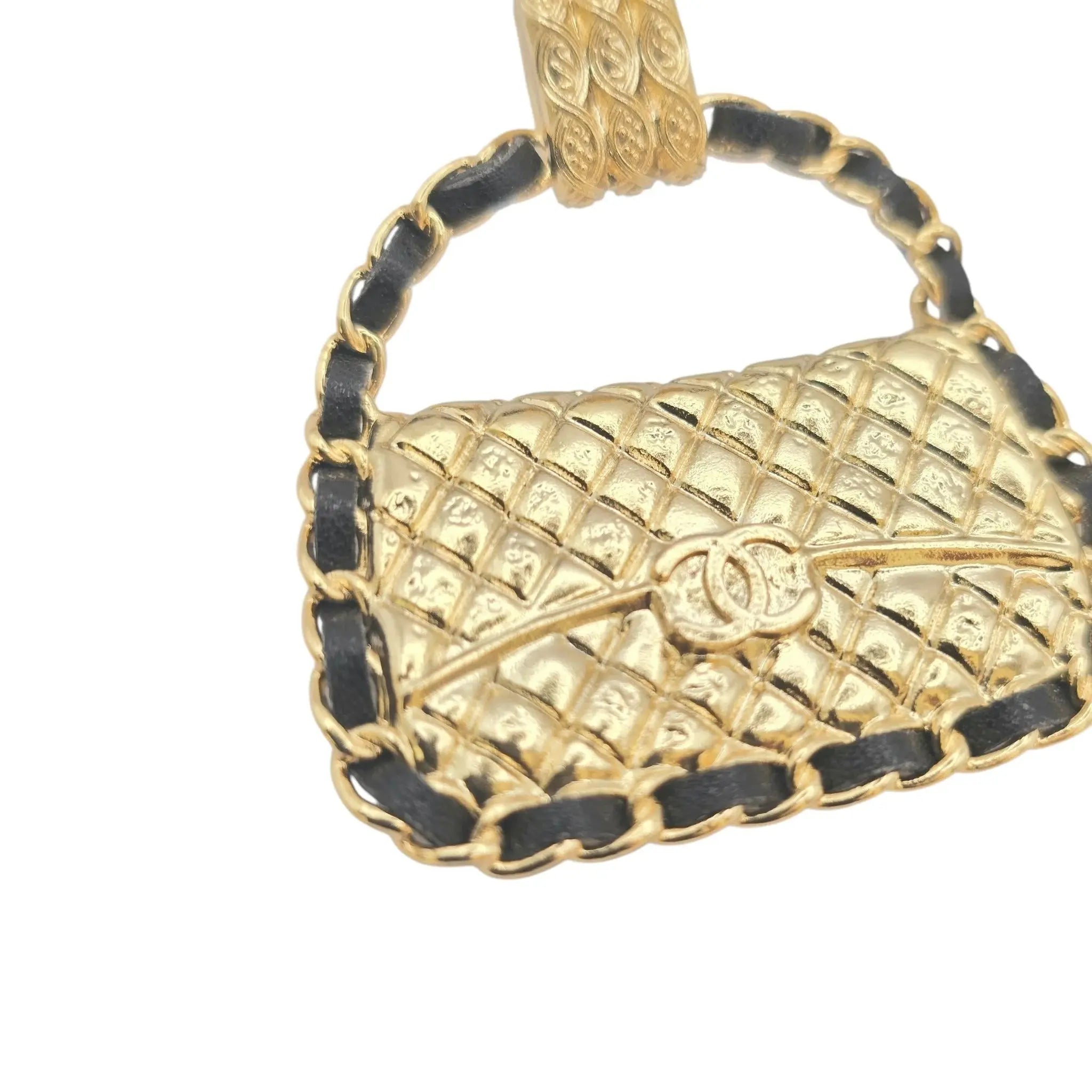 Chanel CC Gold Matelasse Leather Earrings B23 CHANEL